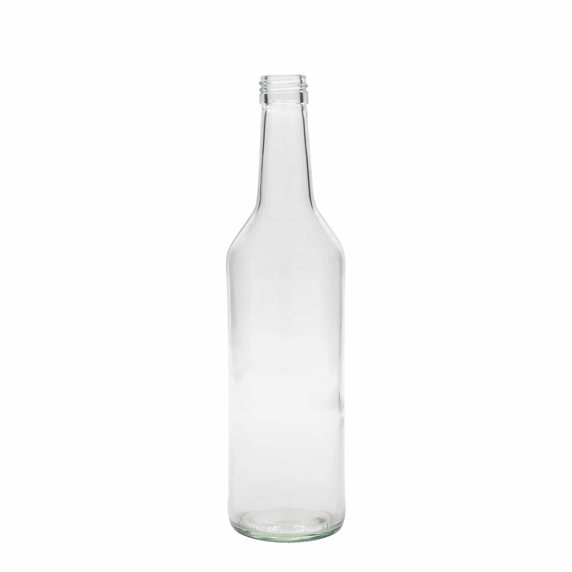 500 ml lasipullo suoralla kaulalla, suuaukko: PP 28