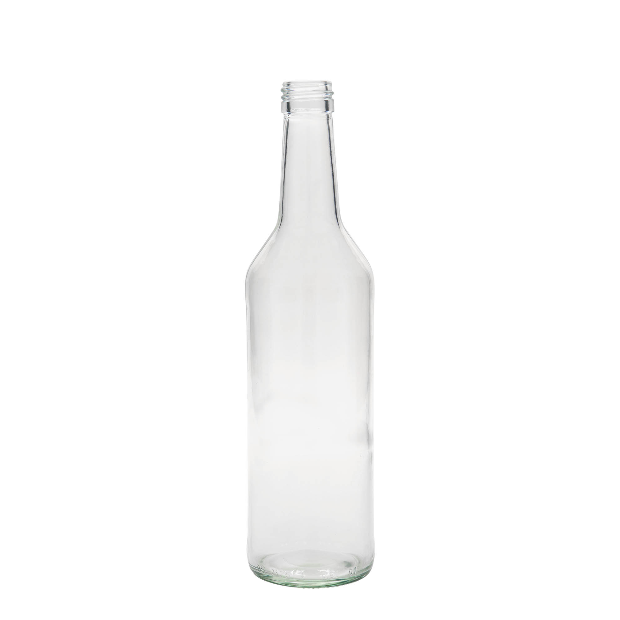 500 ml lasipullo suoralla kaulalla, suuaukko: PP 28