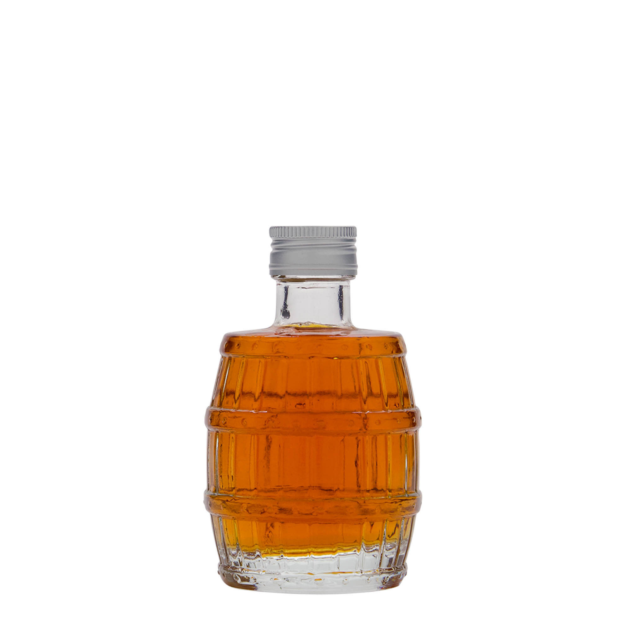 100 ml lasipullo 'tynnyri', suuaukko: PP 24 100 ml lasipullo 'tynnyri', suuaukko: PP 24