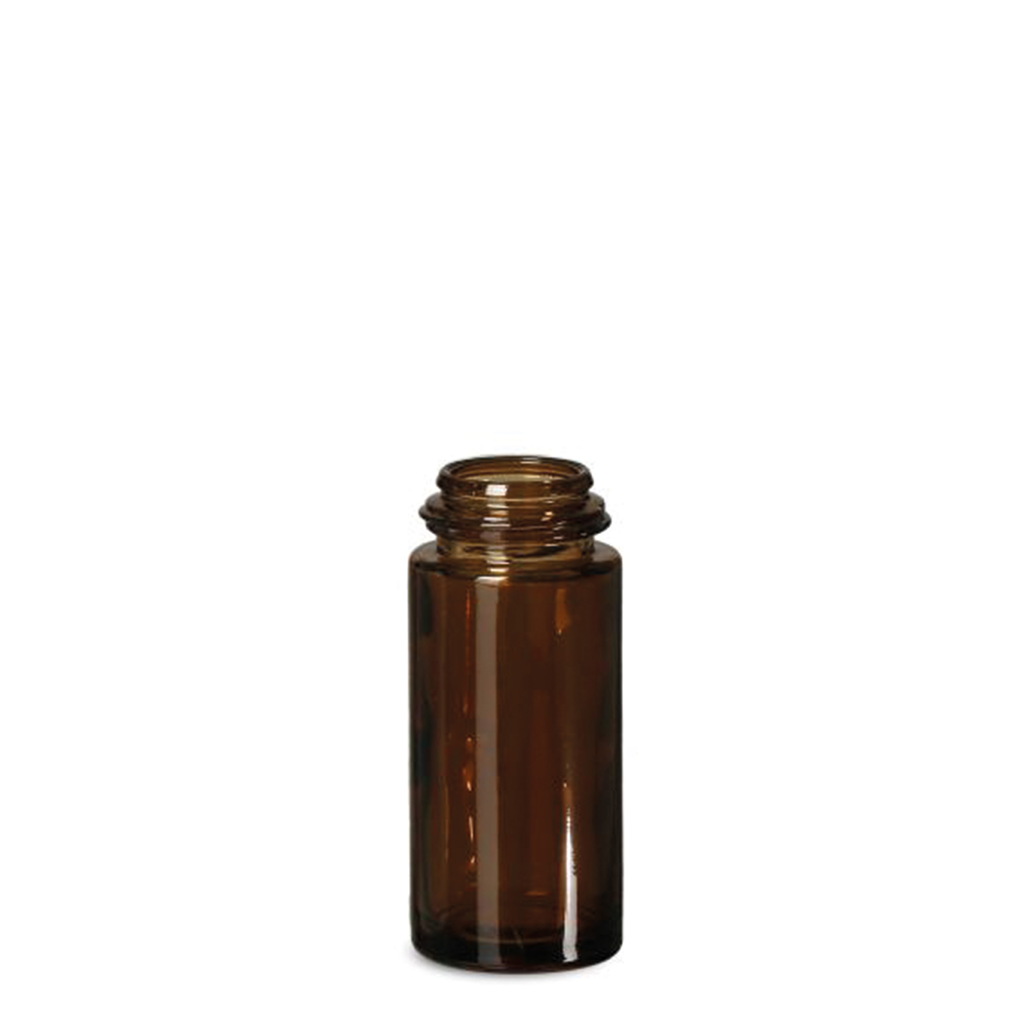 50 ml roll-on-pullo, lasia, ruskea, suuaukko: ruuvikorkki