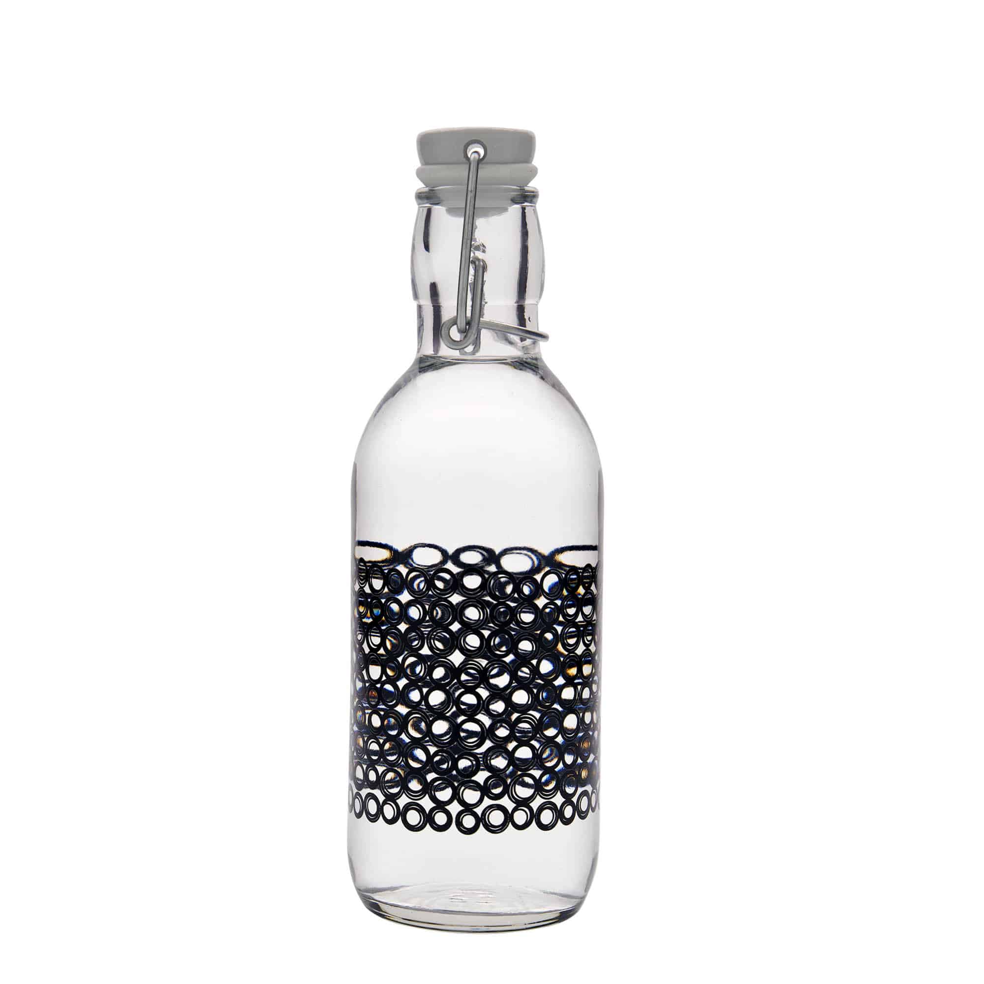 500 ml lasipullo 'Emilia', kuvio: Circola nero, suuaukko: kierrettävä suljin