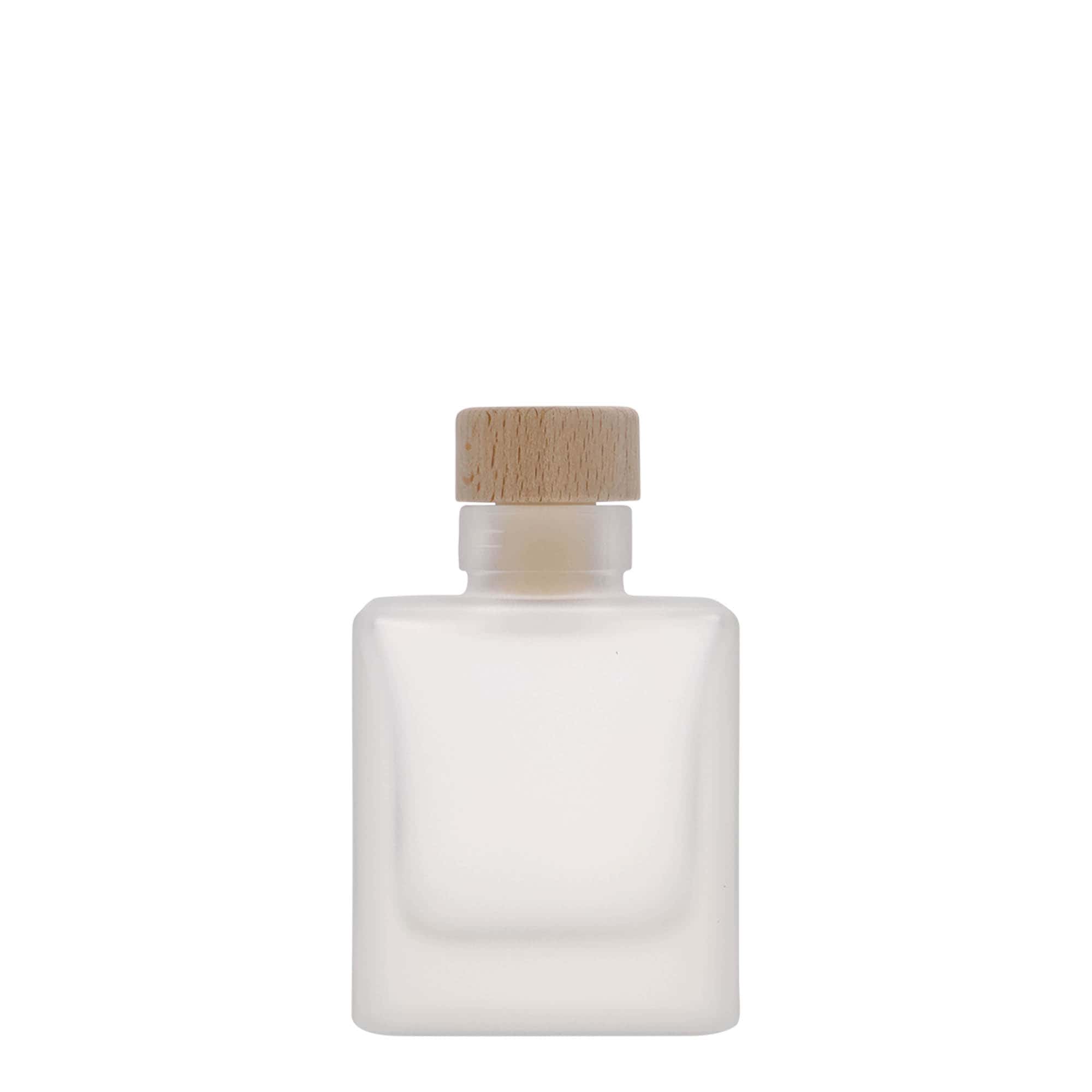 100 ml lasipullo 'Cube', neliömäinen, huurrettu, suuaukko: korkki