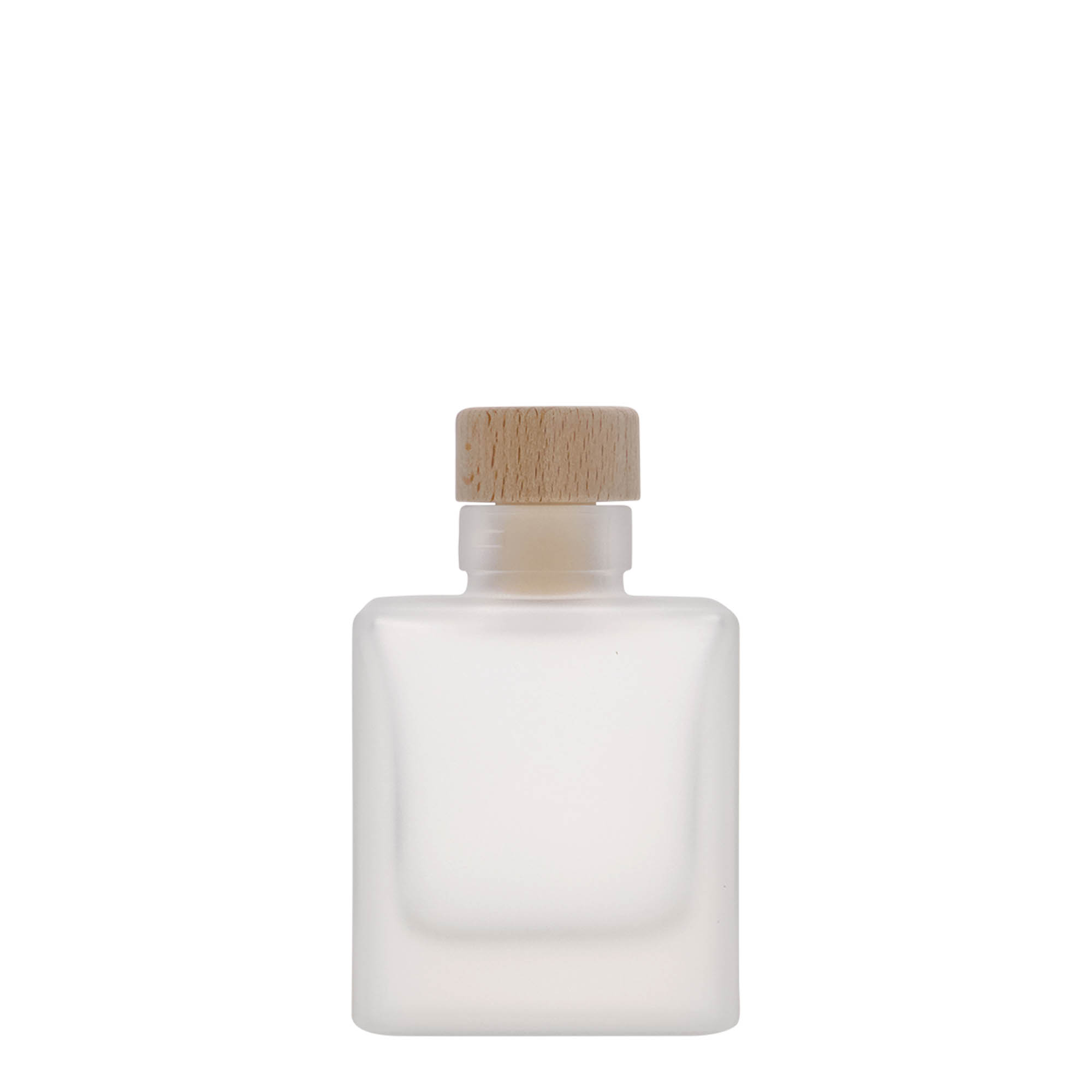 100 ml lasipullo 'Cube', neliömäinen, huurrettu, suuaukko: korkki 100 ml lasipullo 'Cube', neliömäinen, huurrettu, suuaukko: korkki