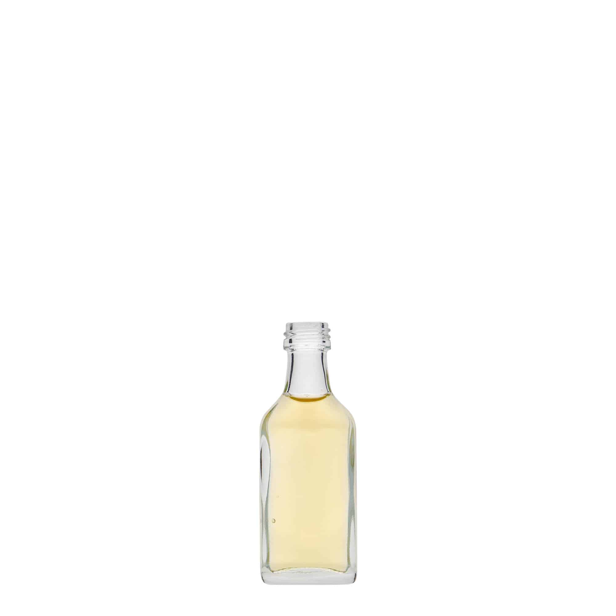 20 ml taskupullo, suorakulmainen, lasia, suuaukko: PP 18