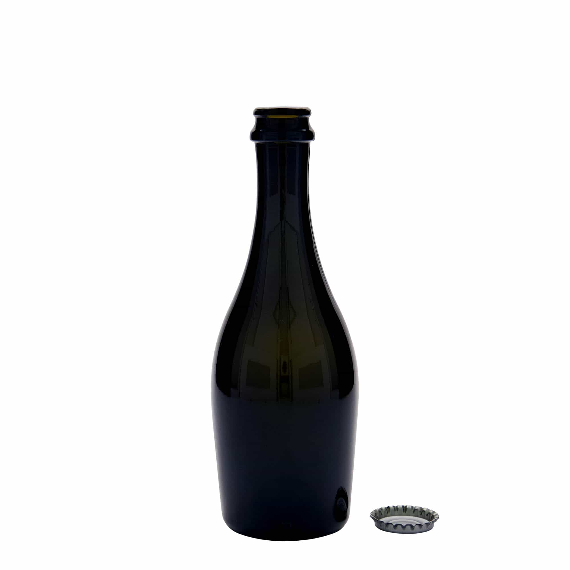 330 ml kuohuviinipullo ”Carmen”, lasia, antiikkivihreä, suuaukko: kruunukorkki