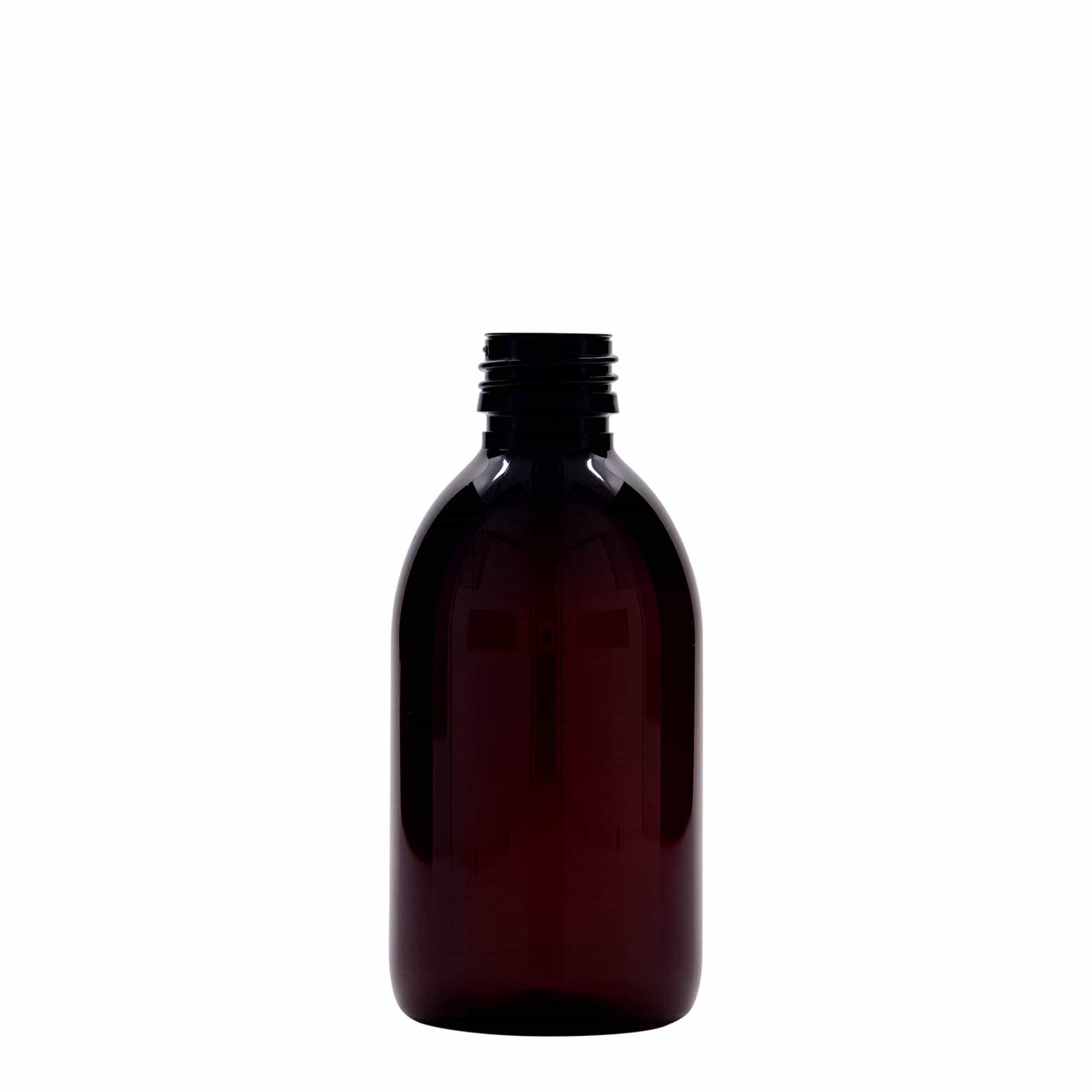 250 ml PET-lääkepullo, ruskea, muovi, suu: PP 28 250 ml PET-lääkepullo, ruskea, muovi, suu: PP 28