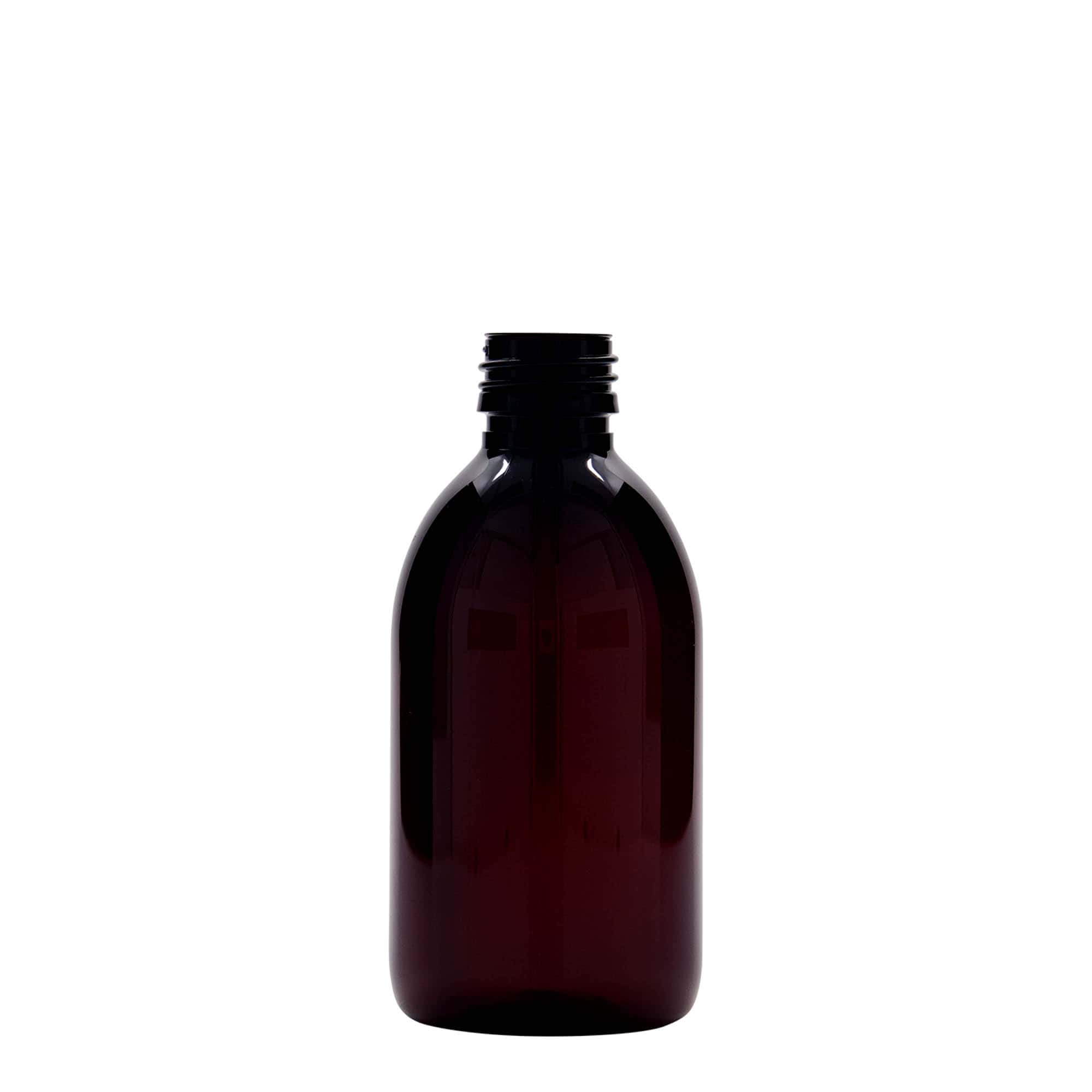 250 ml PET-lääkepullo, ruskea, muovi, suuaukko: PP 28