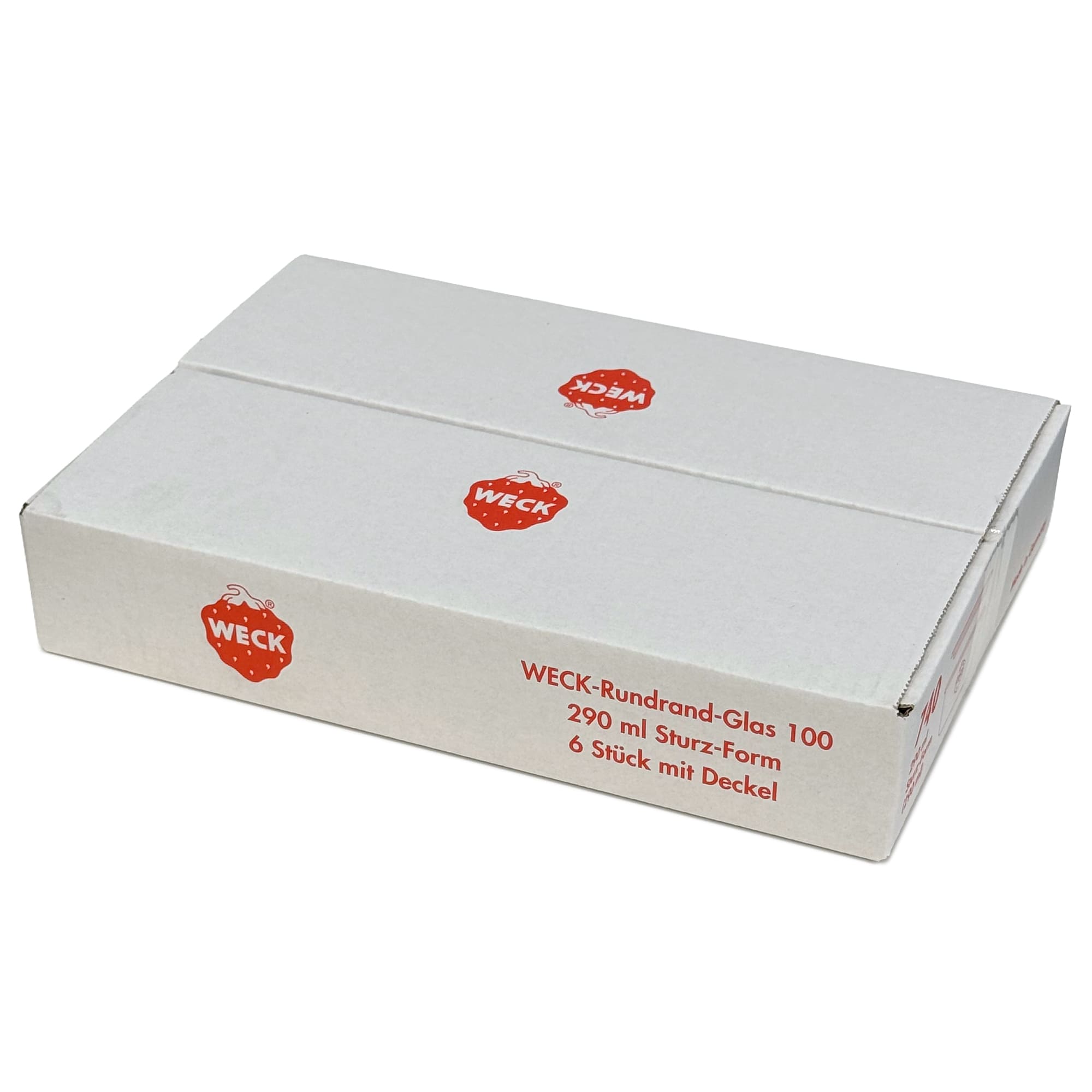 6x 290 ml matala WECK-kaatopurkki lasikannella RR 100