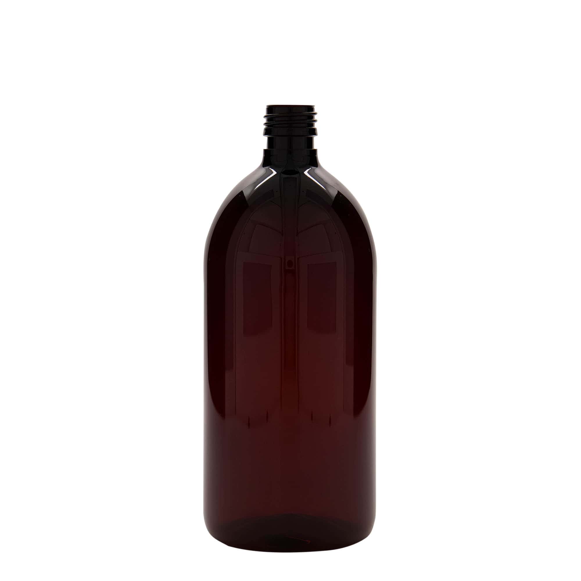 1000 ml PET-lääkepullo, ruskea,muovi, suu: PP 28 1000 ml PET-lääkepullo, ruskea,muovi, suu: PP 28