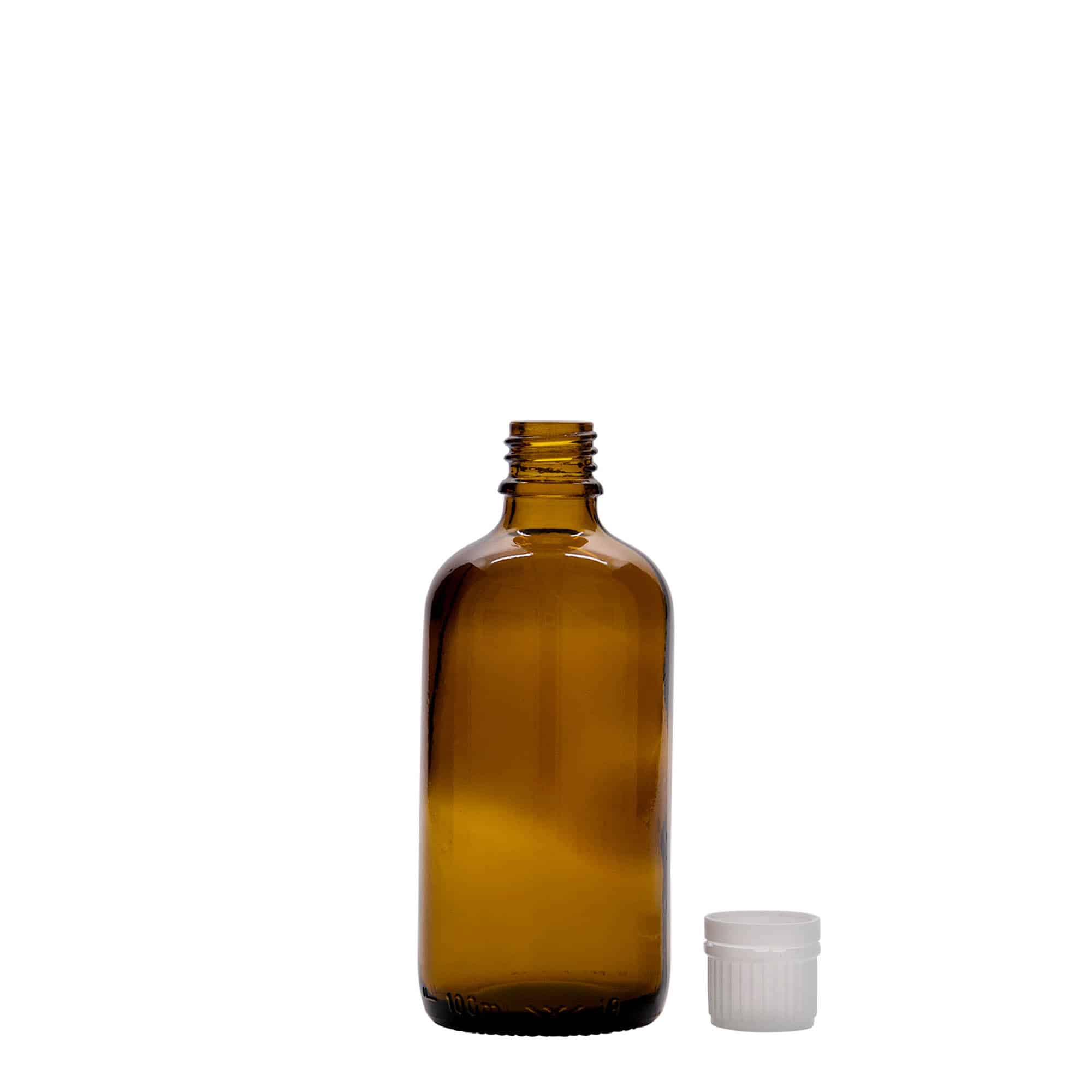 100 ml lääkepullo, lasi, ruskea, suu: DIN 18