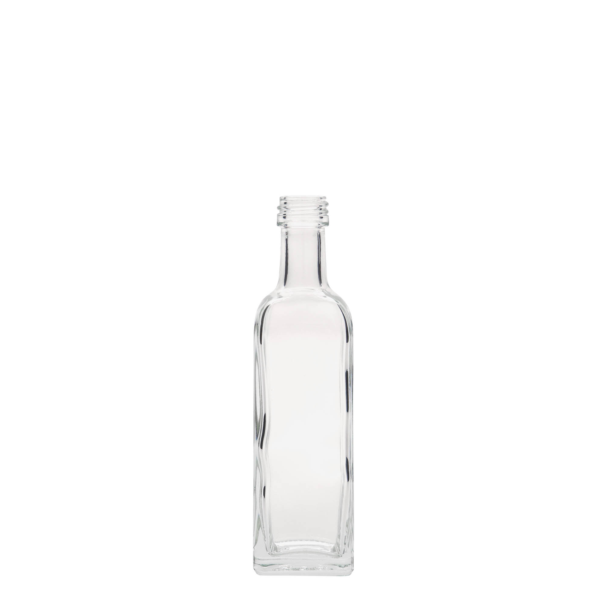 60 ml lasipullo ”Marasca”, neliömäinen, suuaukko: PP 18