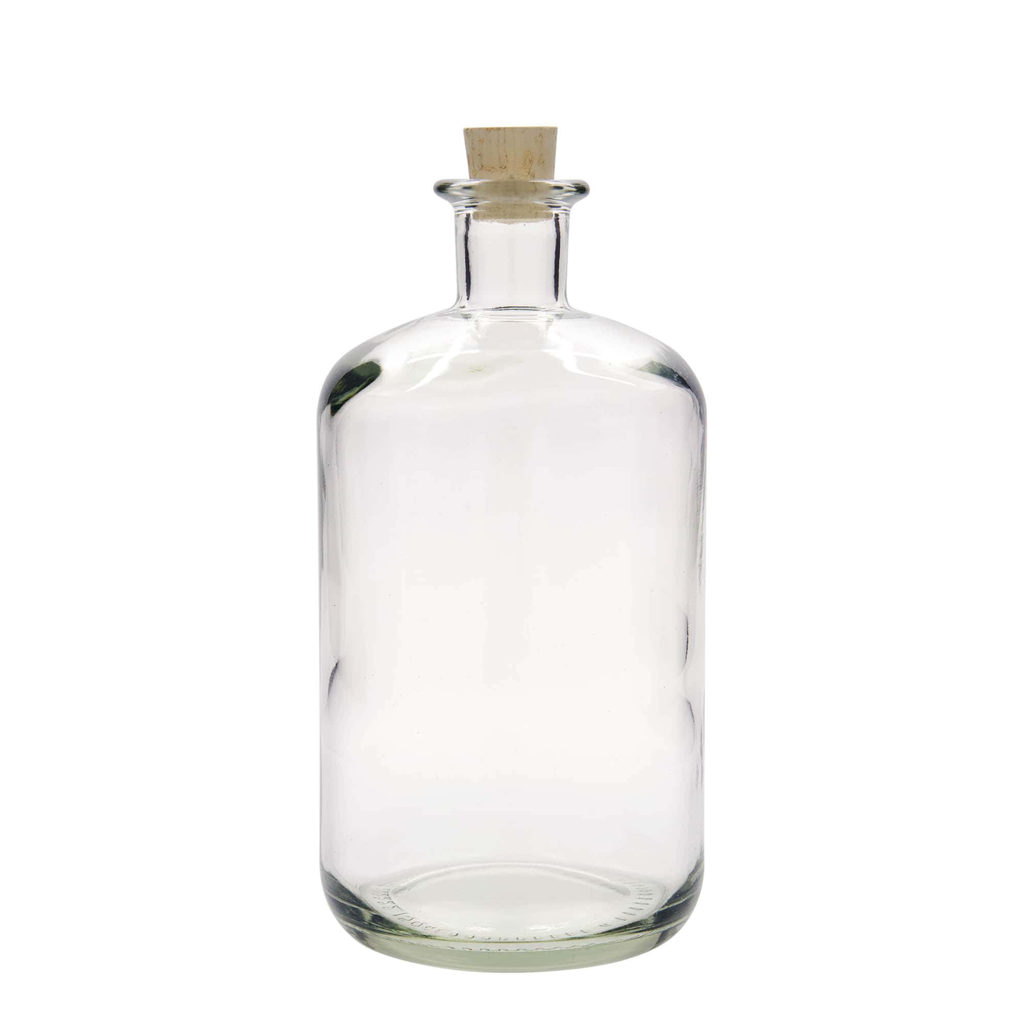 1500 ml apteekkarin lasipullo, suu: korkki