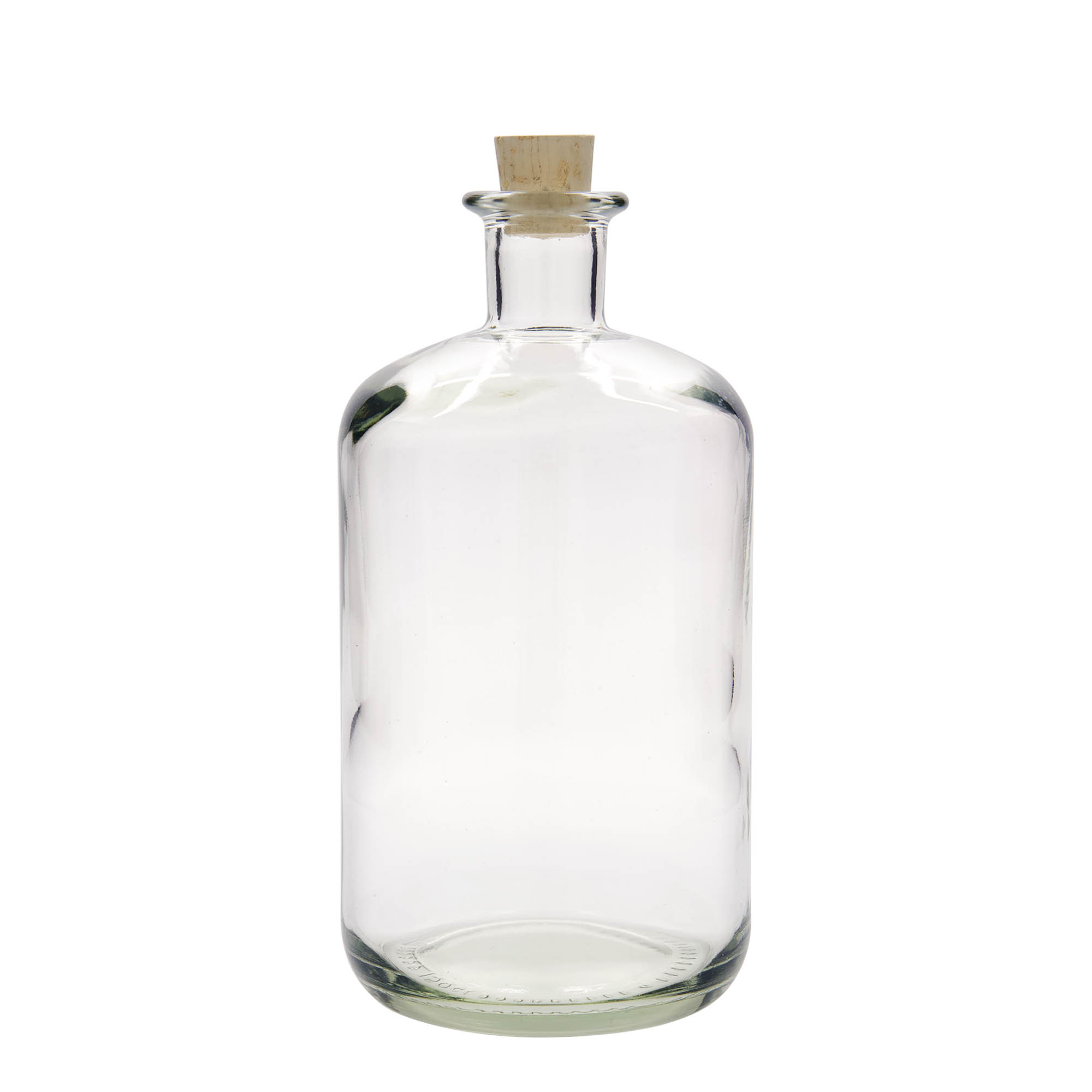 1.500 ml lasipullo apteekkarille, suuaukko: korkki