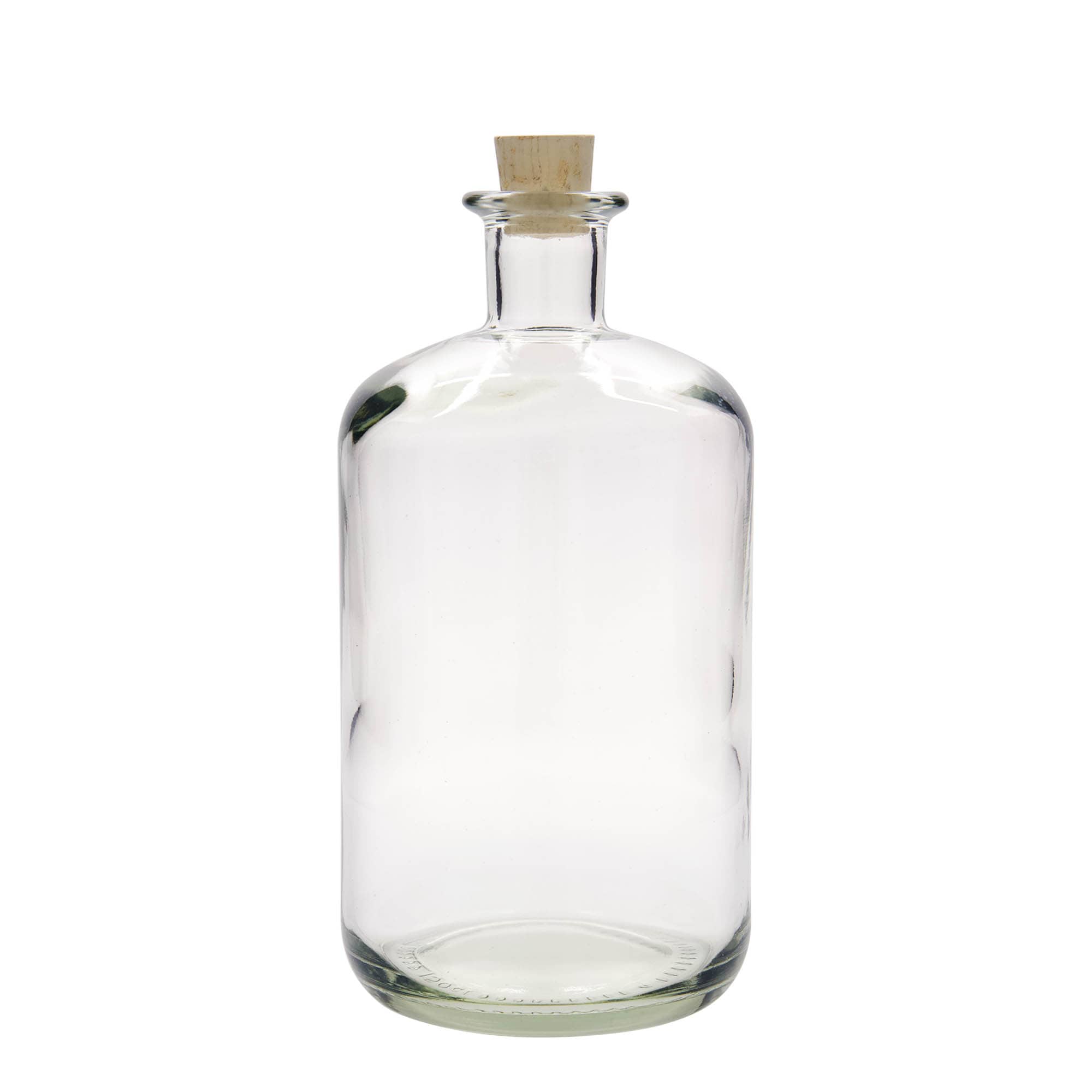 1.500 ml lasipullo apteekkarille, suuaukko: korkki