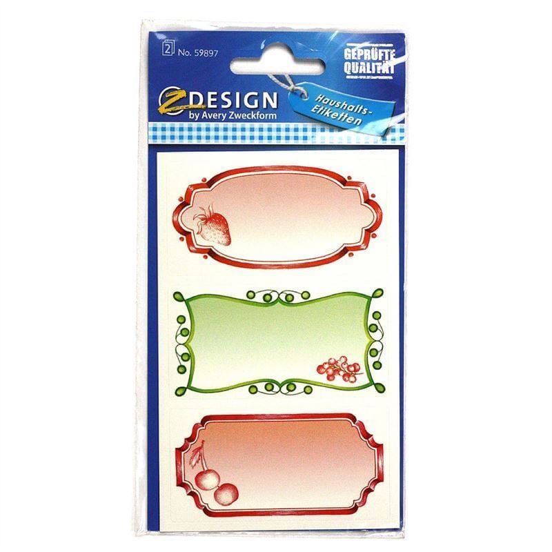 Zweckform-tarrat 'Hedelmät', suorakulmainen, paperi, monivärinen