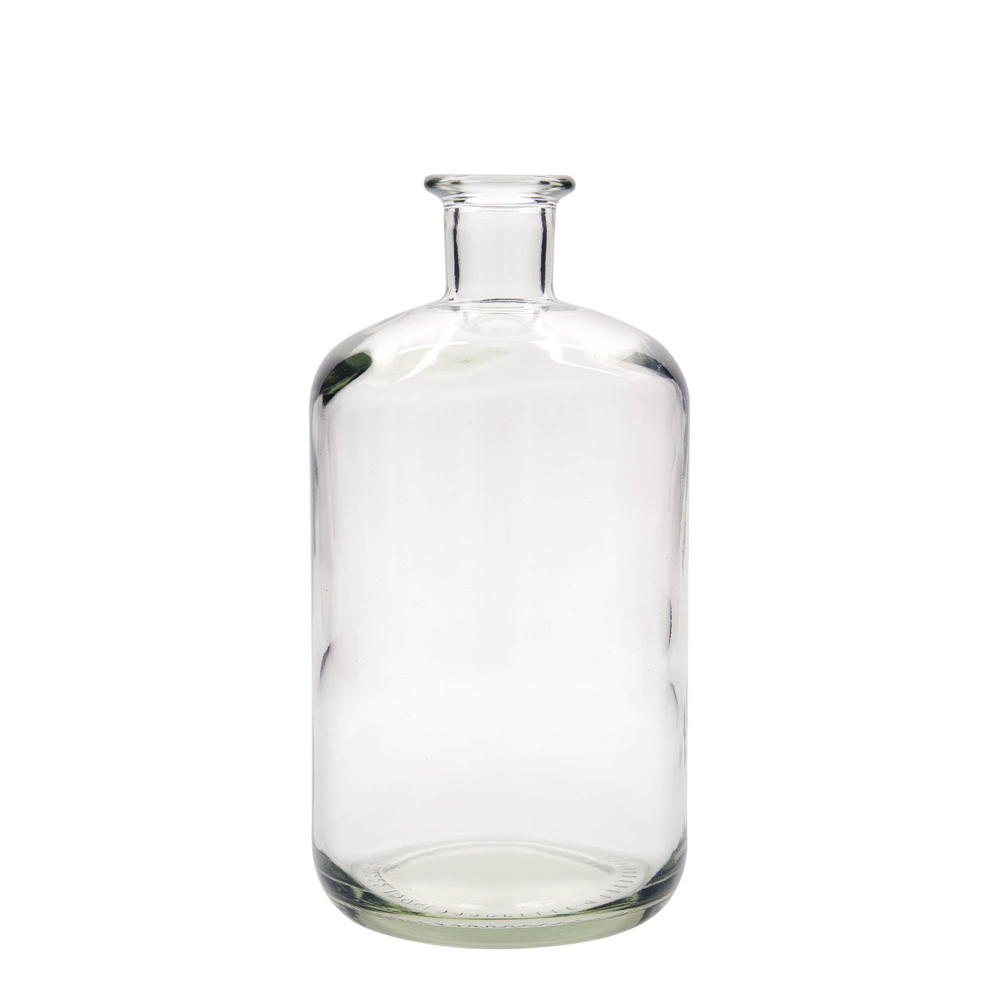 1.500 ml lasipullo apteekkarille, suuaukko: korkki