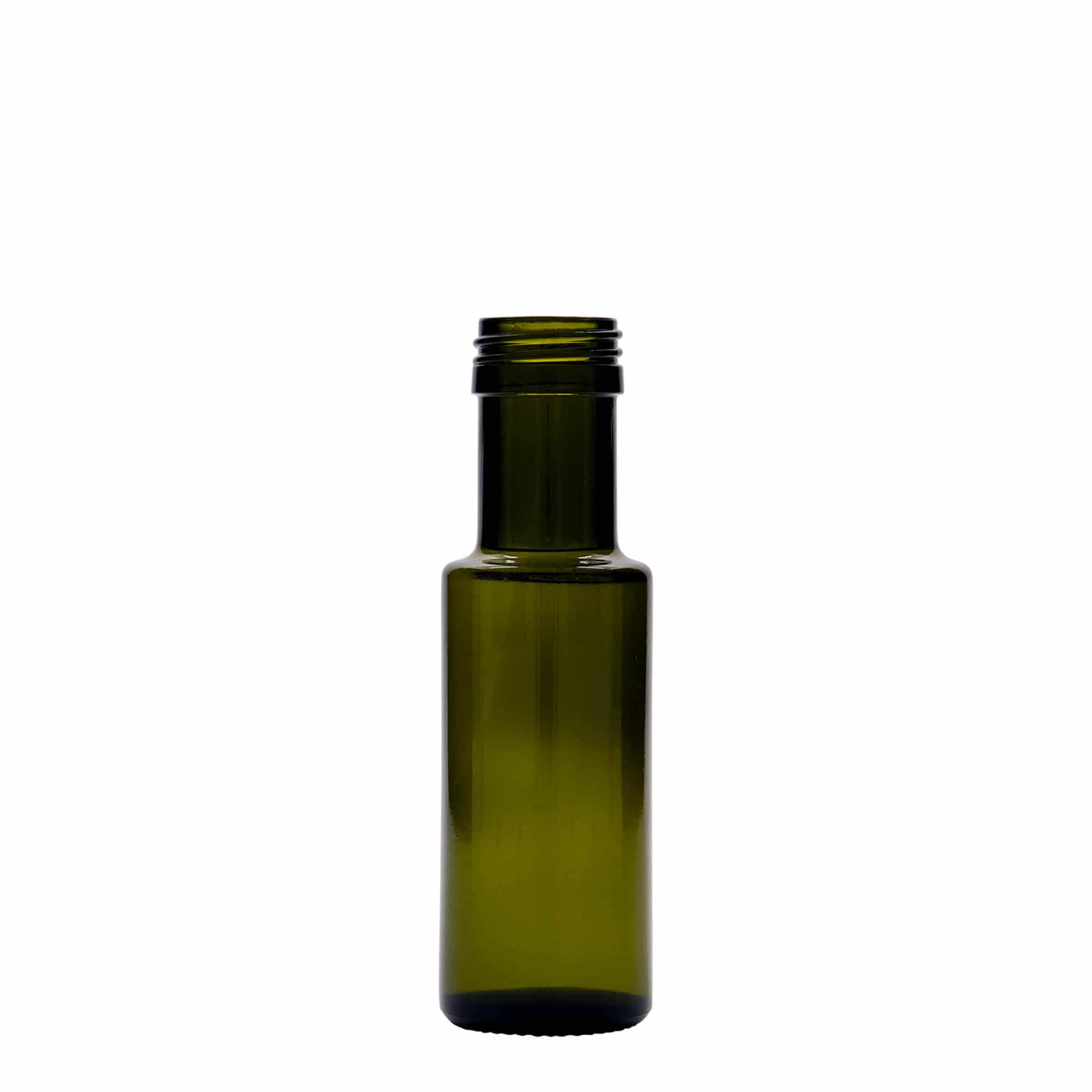 100 ml lasipullo 'Dorica', antiikkivihreä, suuaukko: PP 31,5 100 ml lasipullo 'Dorica', antiikkivihreä, suuaukko: PP 31,5