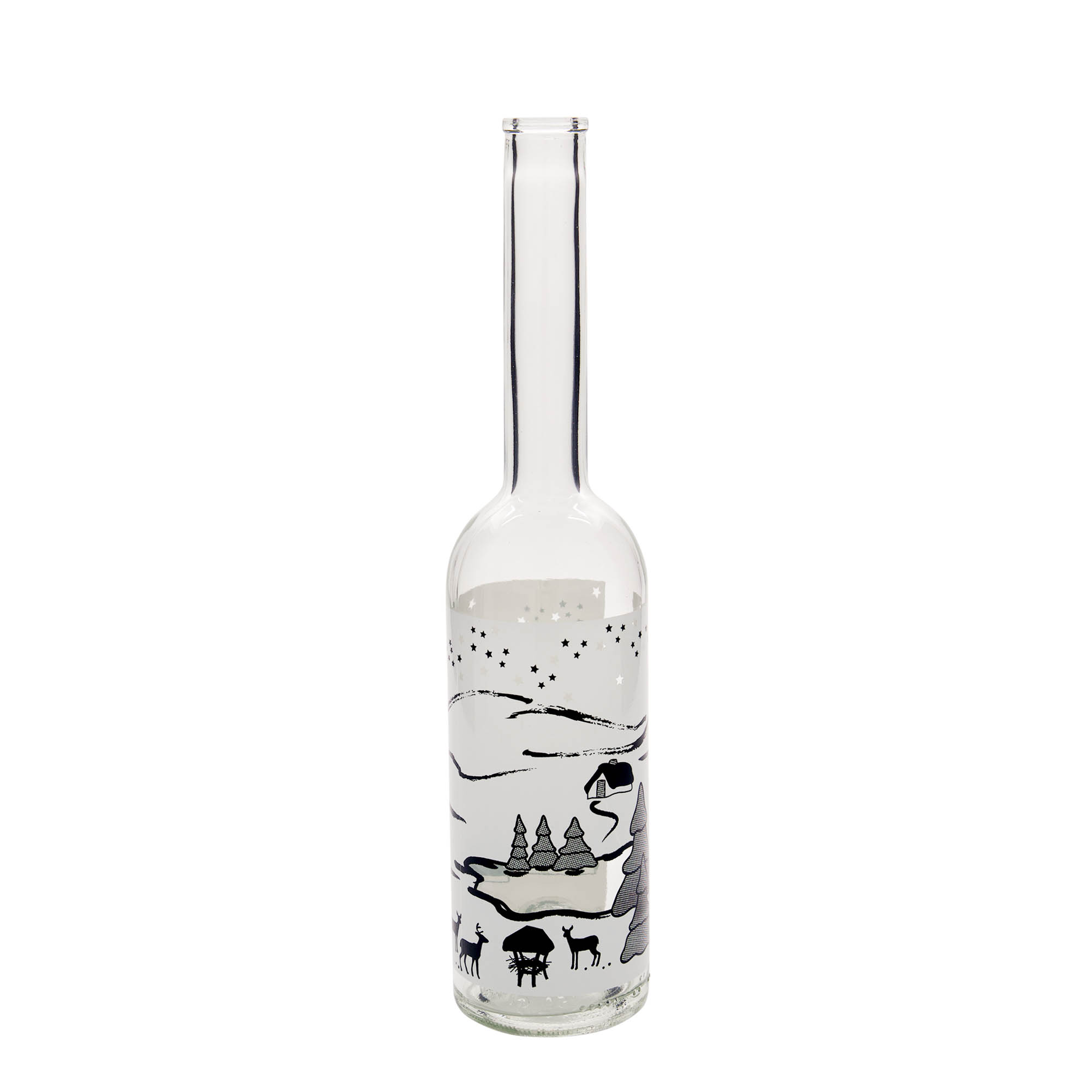 500 ml lasipullo 'Opera', kuvio: Wintertraum-Bianco, suuaukko: korkki 500 ml lasipullo 'Opera', kuvio: Wintertraum-Bianco, suuaukko: korkki