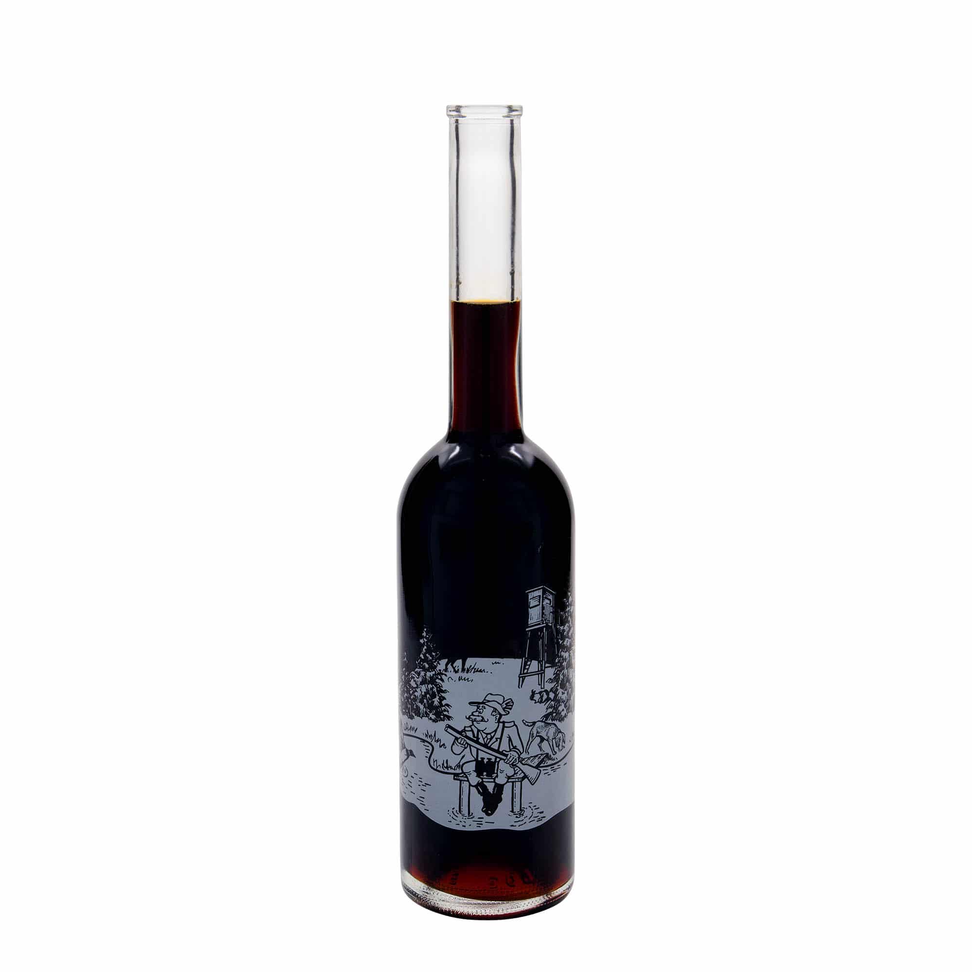 500 ml lasipullo 'Ooppera', kuvio: metsästäjä, suu: korkki