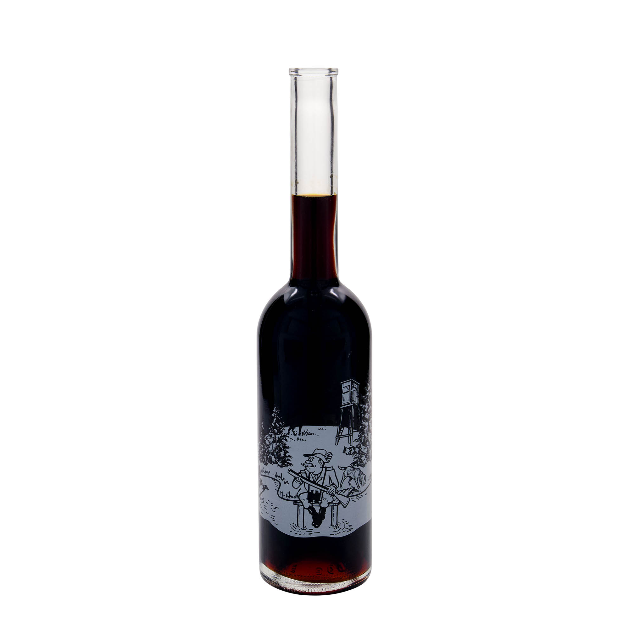 500 ml lasipullo ”Opera”, kuvio: Metsästäjä, suuaukko: korkki