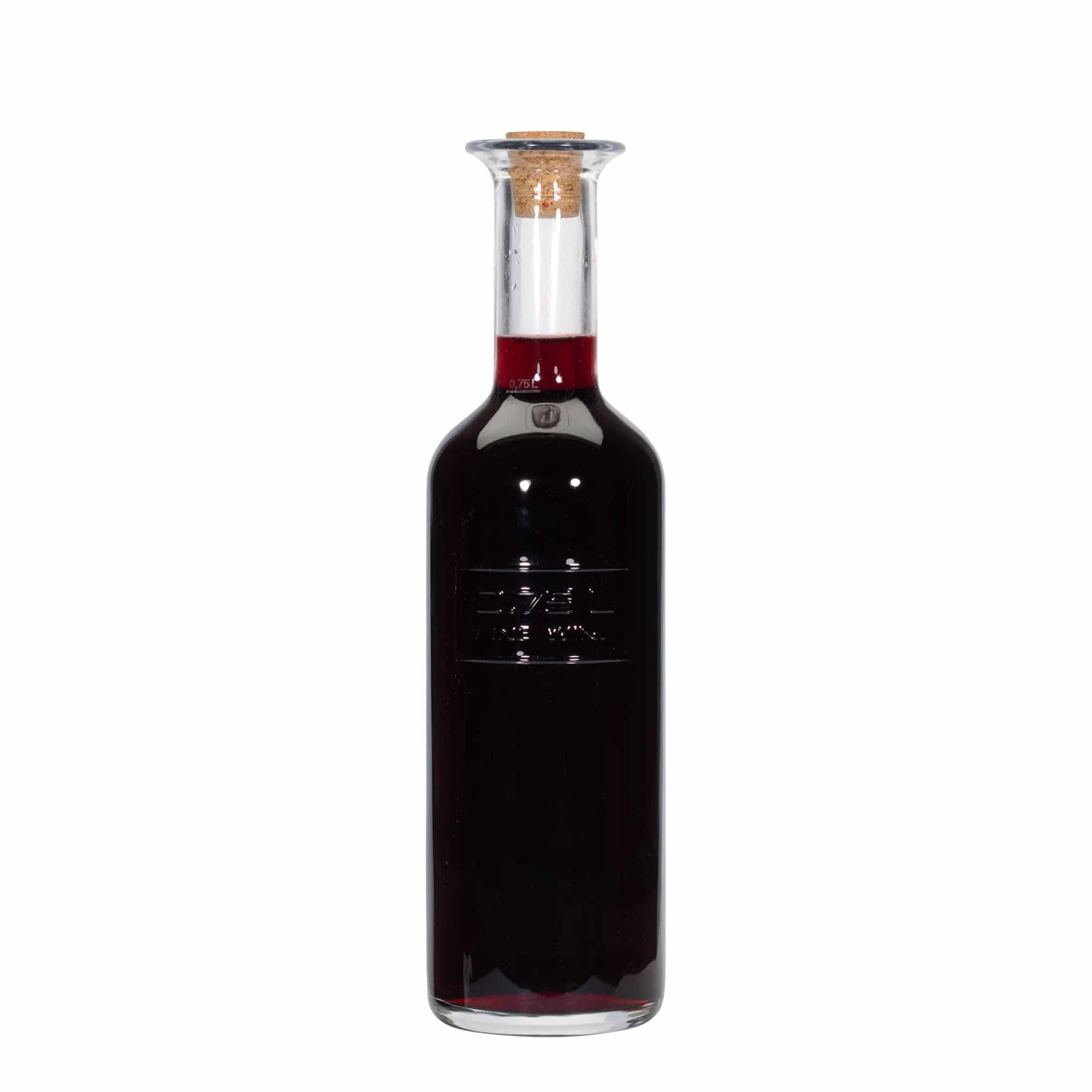 750 ml lasipullo 'Optima Fine Wine', suu: korkki
