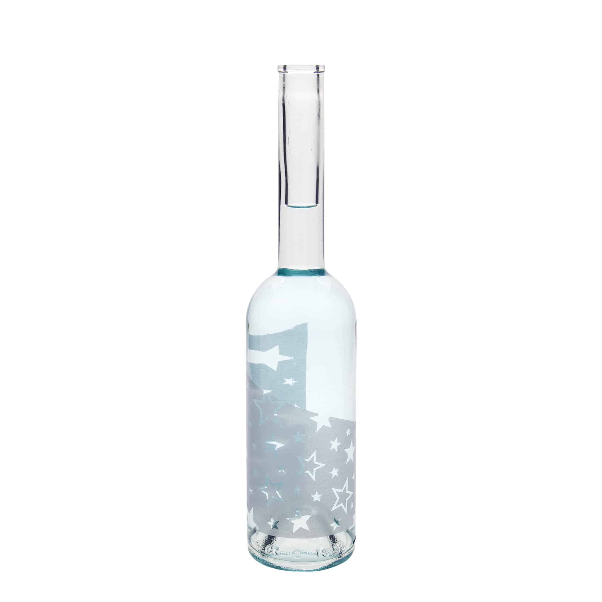 500 ml lasipullo 'Opera', kuvio: hopeatähdet, suuaukko: korkki