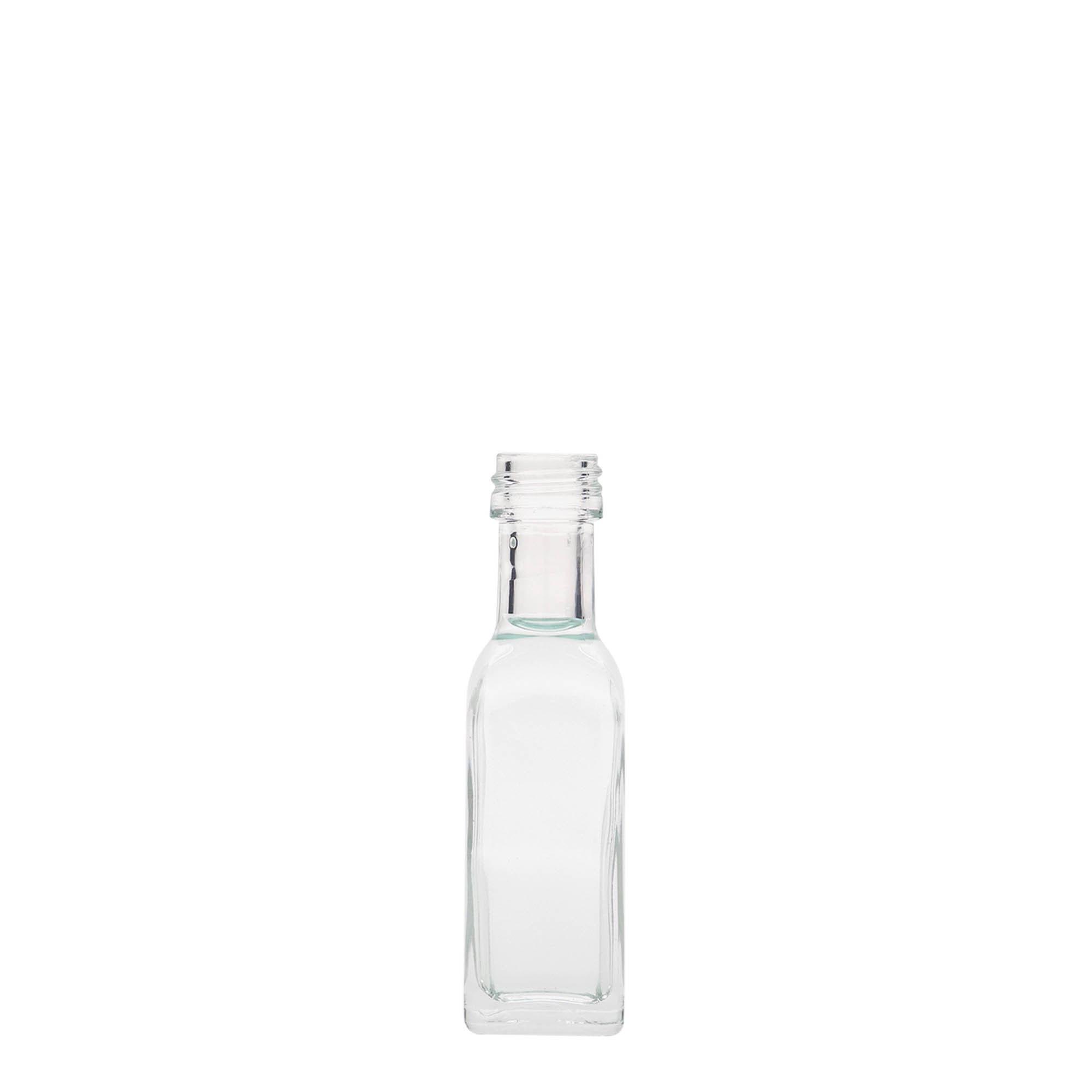 20 ml lasipullo ”Marasca”, neliömäinen, suuaukko: PP 18 20 ml lasipullo ”Marasca”, neliömäinen, suuaukko: PP 18
