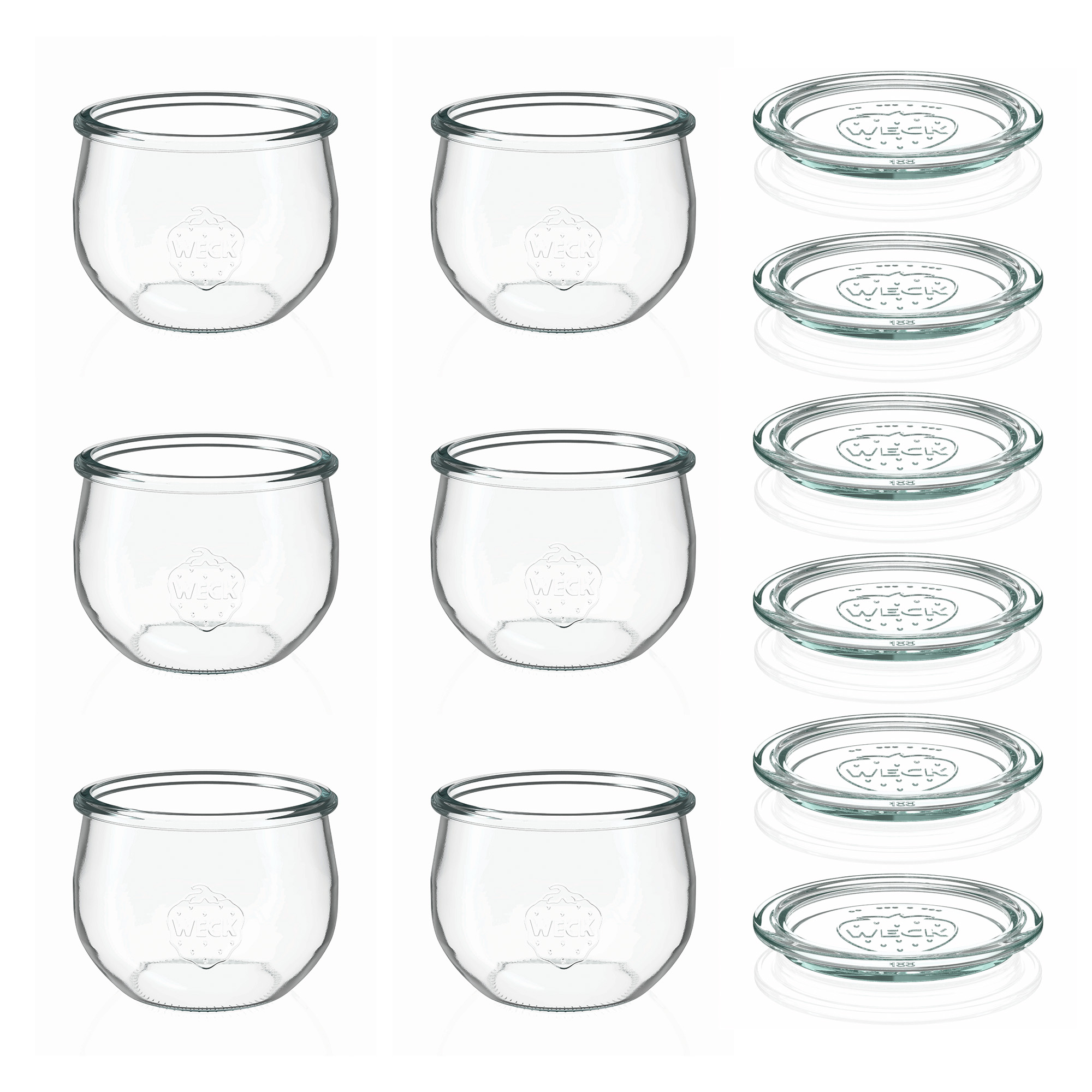 6x 580 ml WECK-tulppalasi lasikannella RR 100