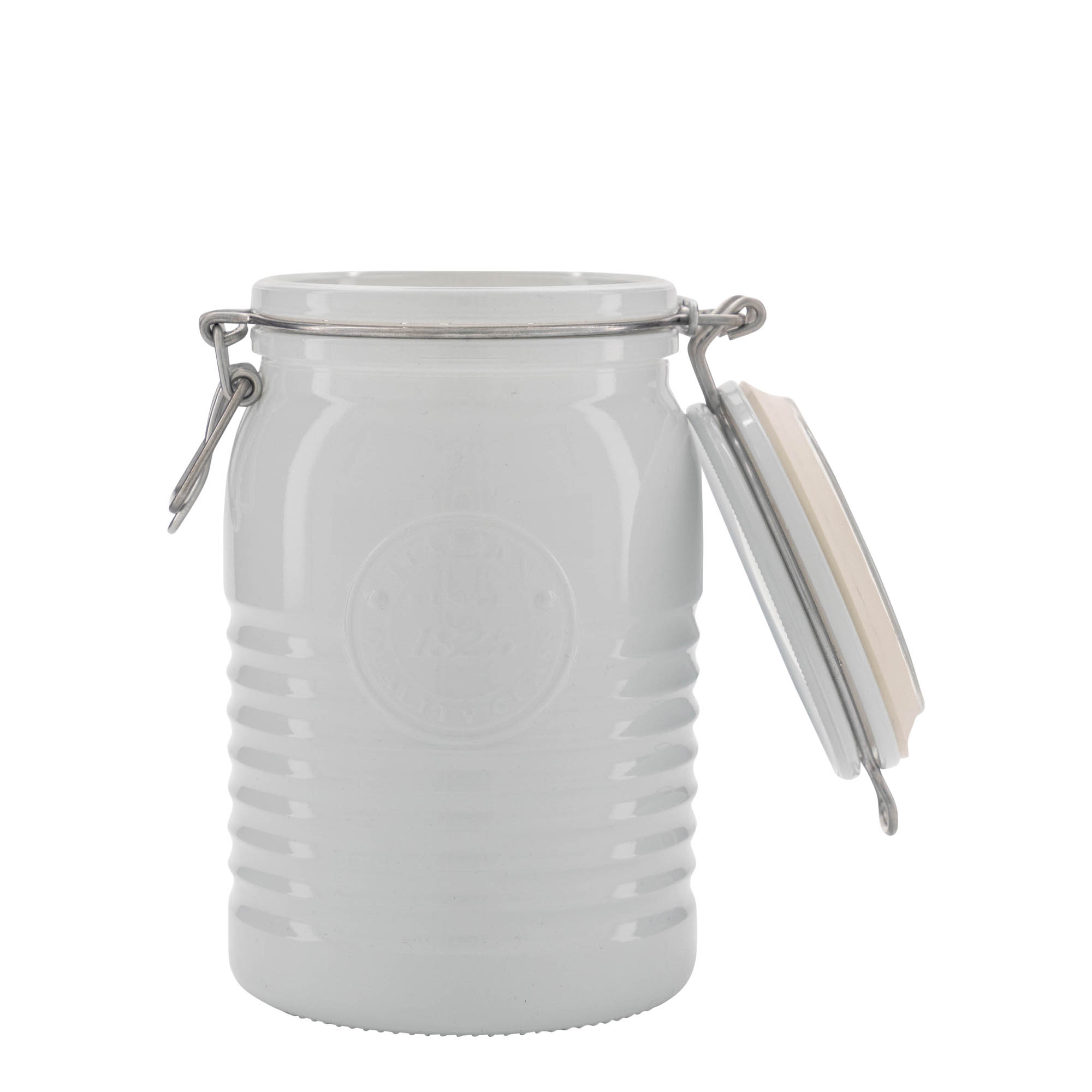 1 000 ml lankakannellinen lasipurkki 'Officina 1825', valkoinen, suuaukko: lankakantti