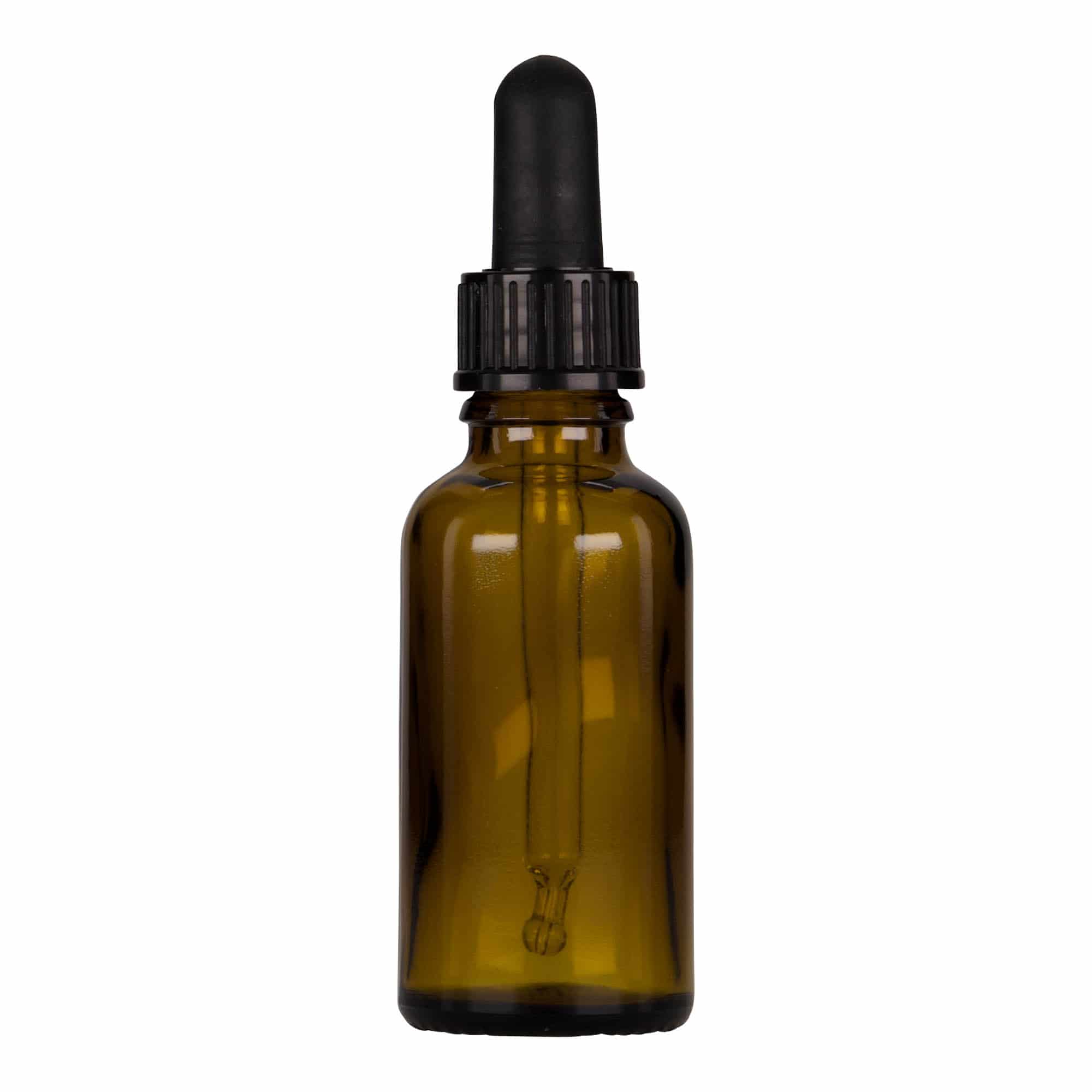 30 ml lääketieteellinen pipettipullo, lasia, ruskea-musta, suuaukko: DIN 18
