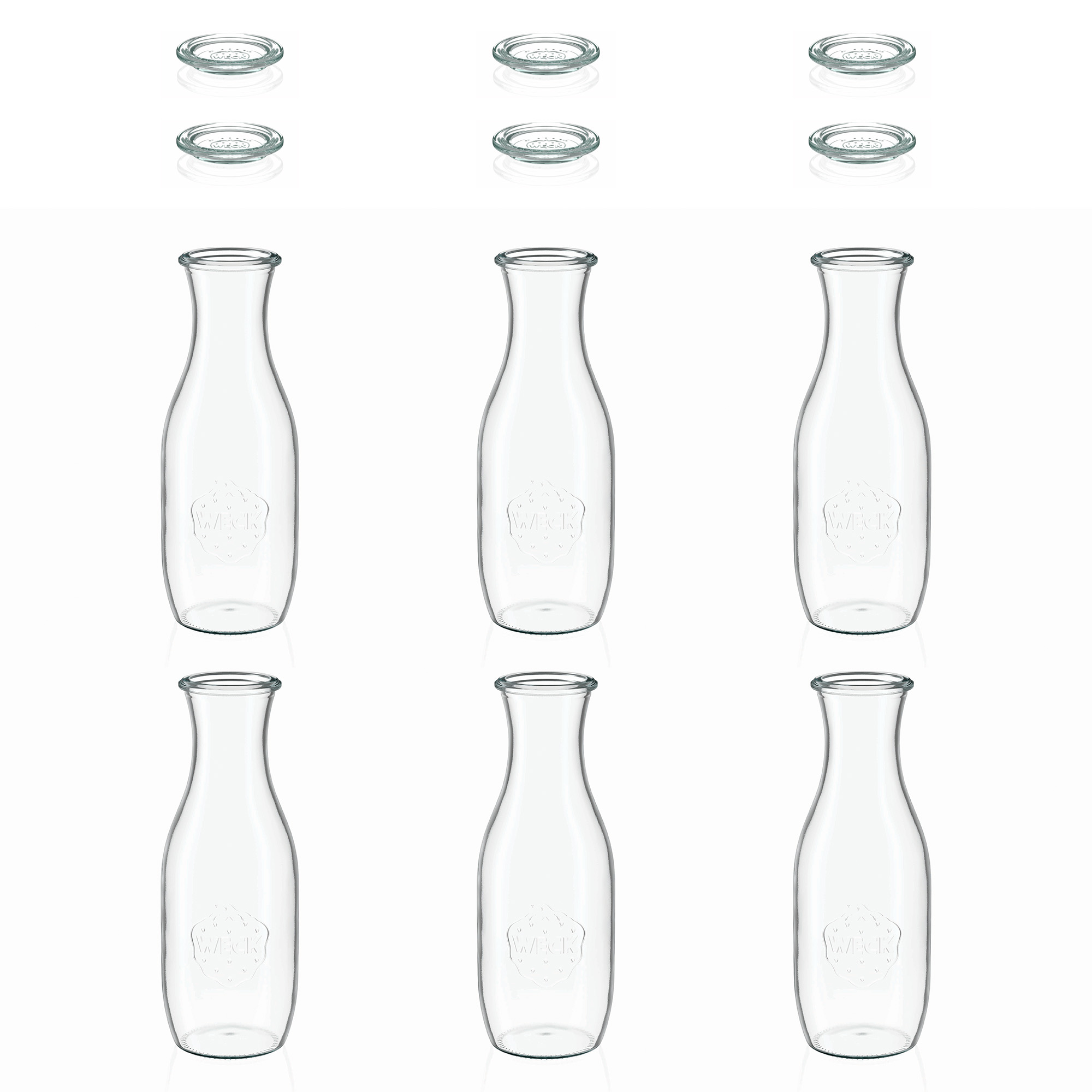6x 1000 ml WECK-mehupullo lasikannella RR 60