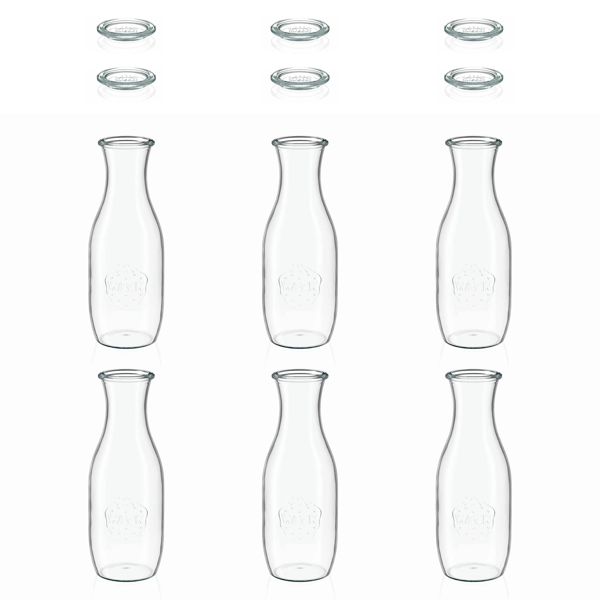 6x 1000 ml WECK-mehupullo lasikannella RR 60