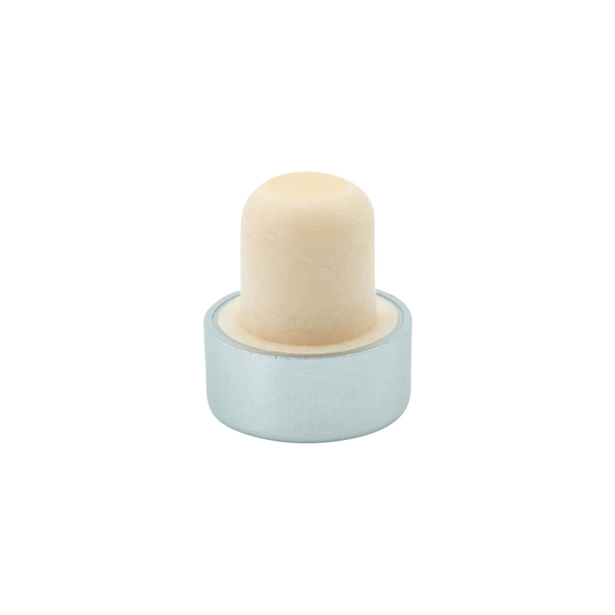 Kahvakorkki 19 mm, muovia, hopea, suulle: korkki Kahvakorkki 19 mm, muovia, hopea, suulle: korkki