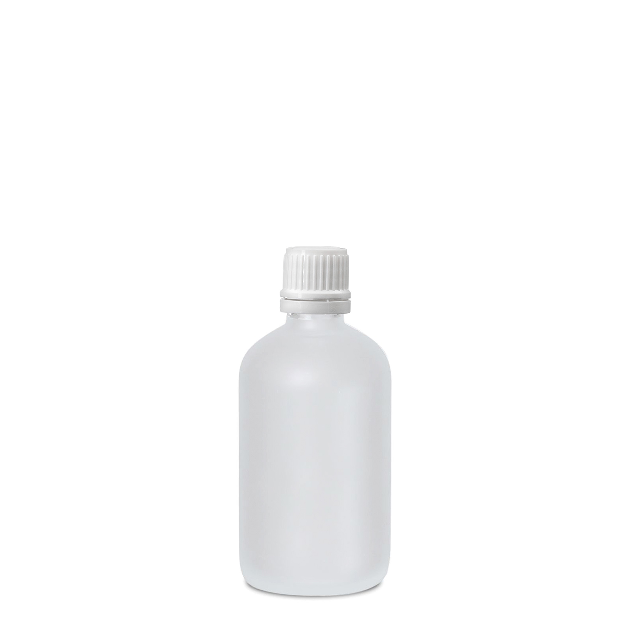 100 ml lääkepullo, lasi, huurrettu, suu: DIN 18