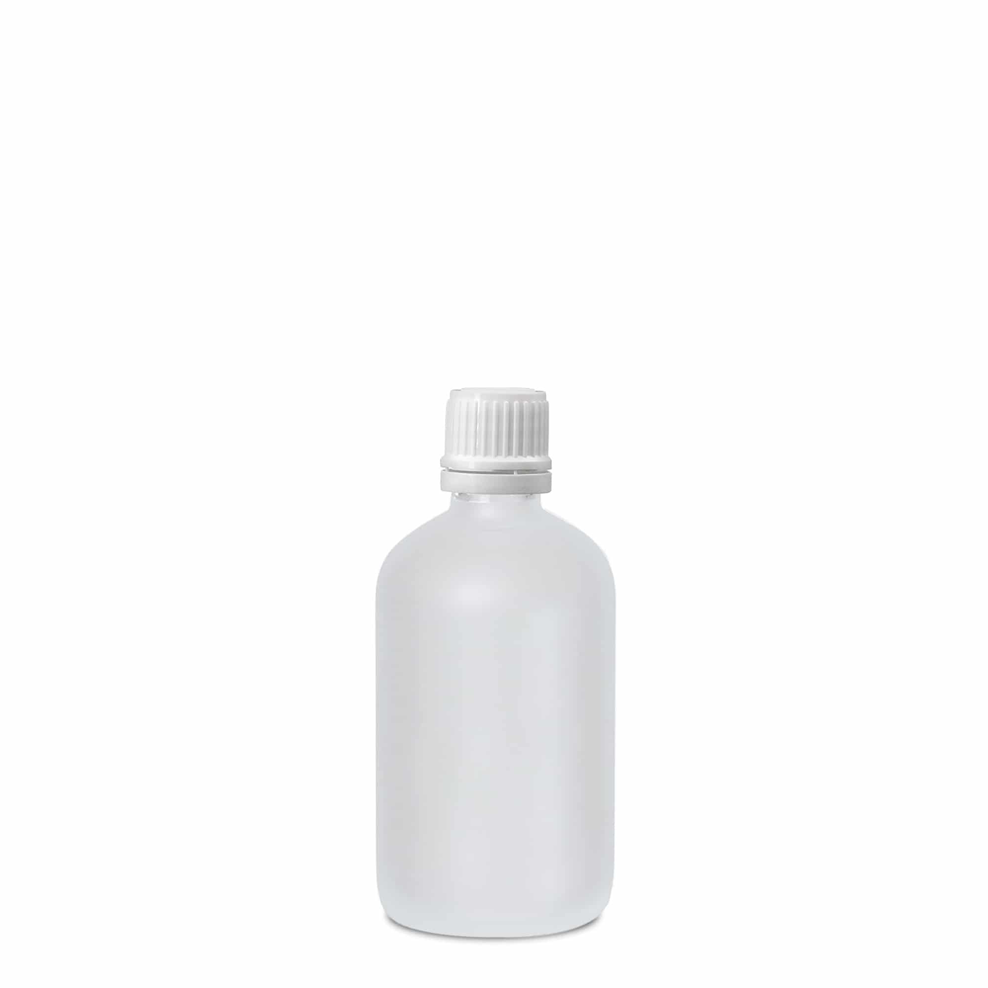 100 ml lääke pullo, lasia, huurrettu, suuaukko: DIN 18