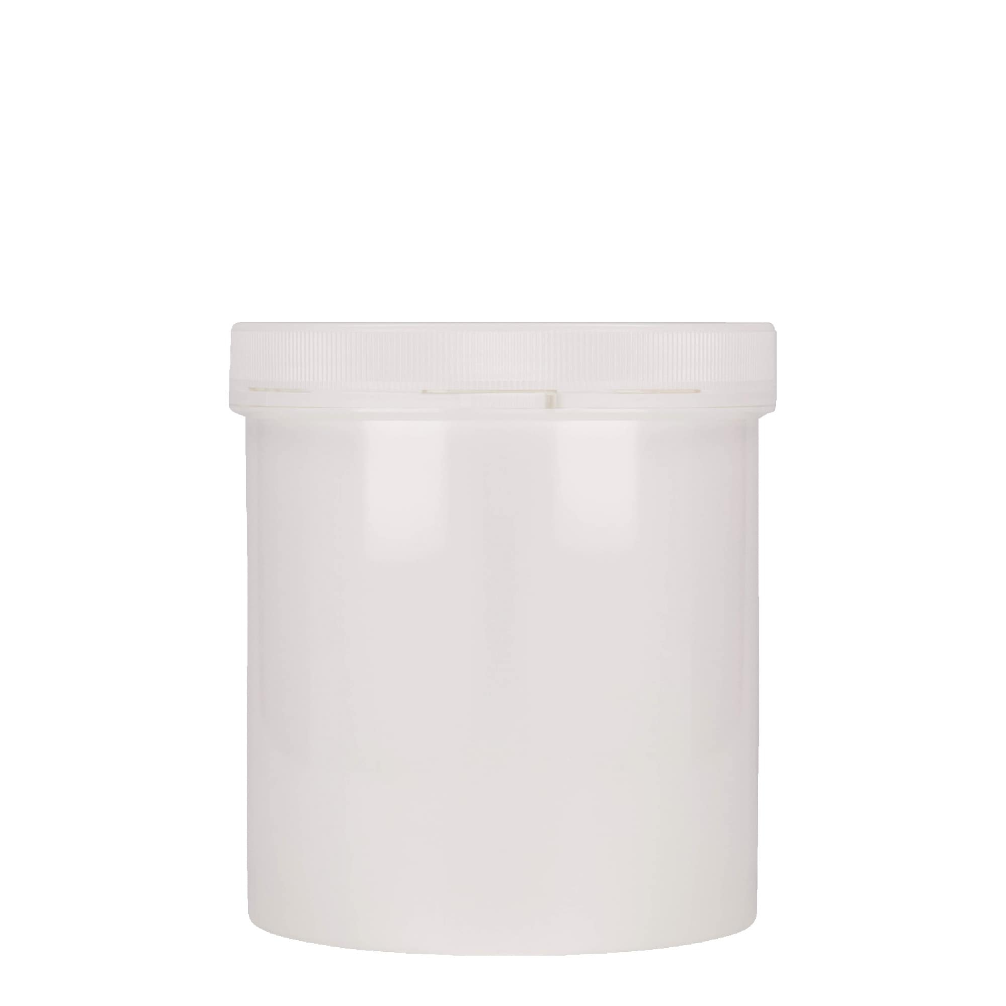 1.000 ml muovipurkki 'Securilock', PP, valkoinen, suuaukko: ruuvikorkki