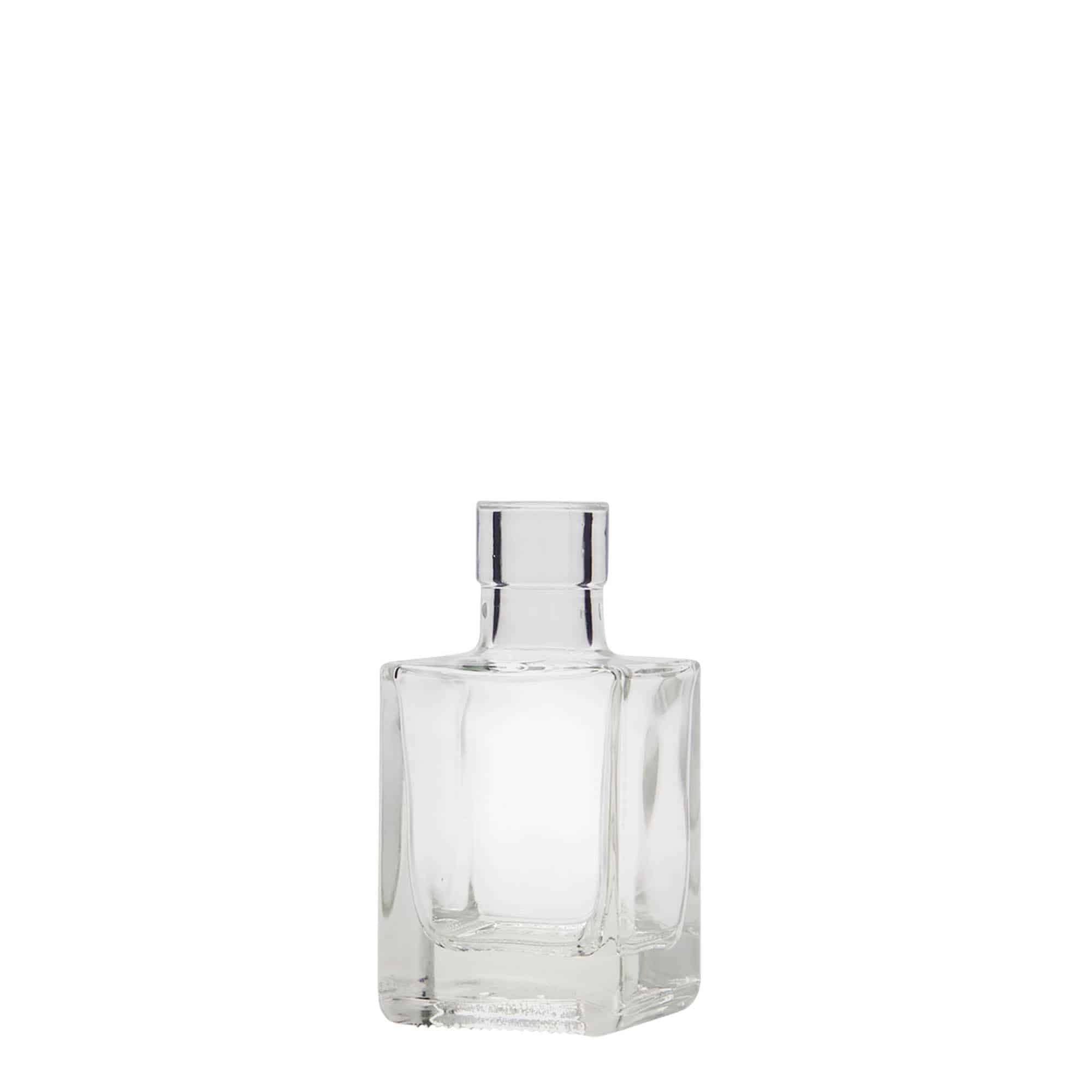 50 ml lasipullo 'Cube', neliömäinen, suuaukko: korkki