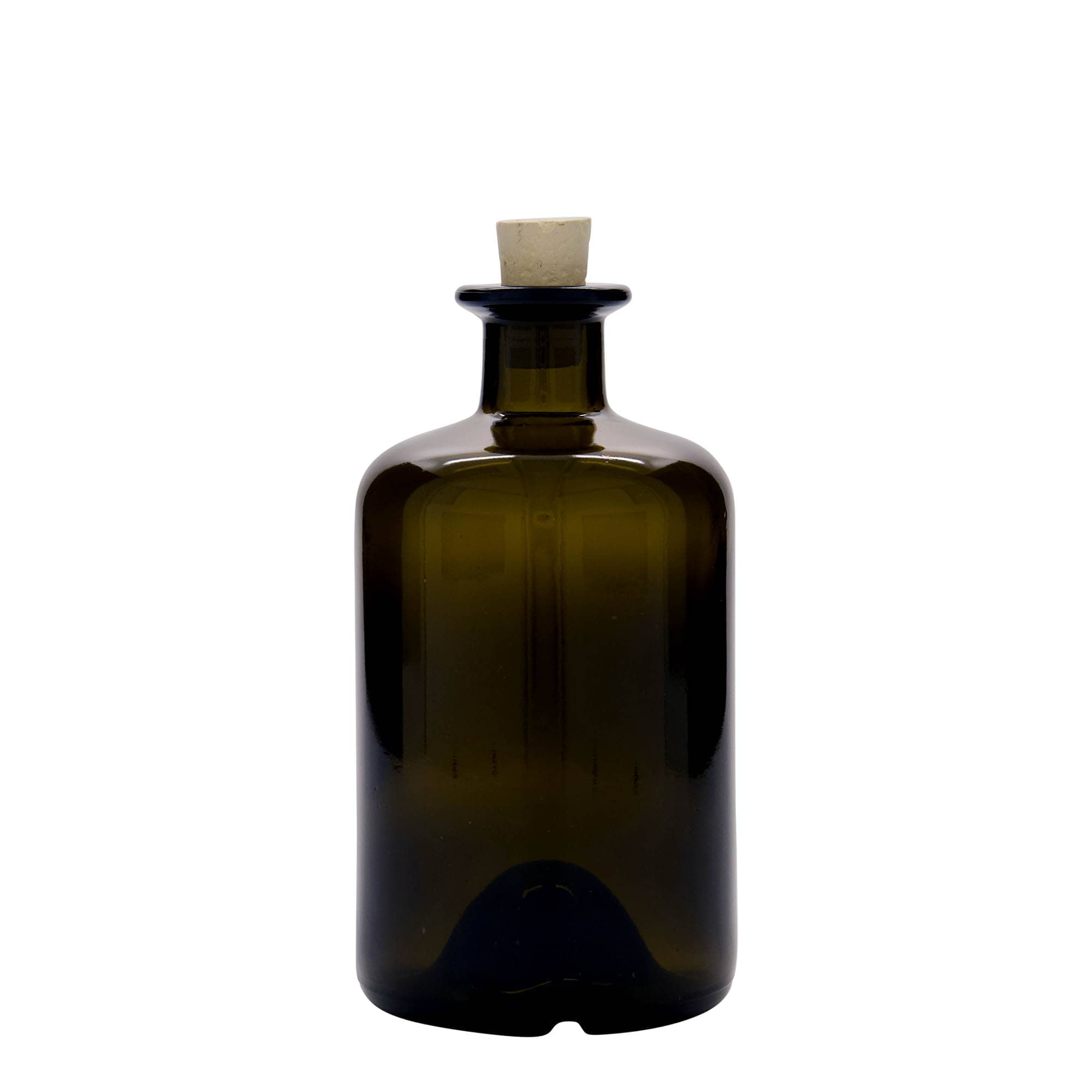 500 ml lasipullo apteekkarityyliä, antiikkivihreä, suuaukko: korkki