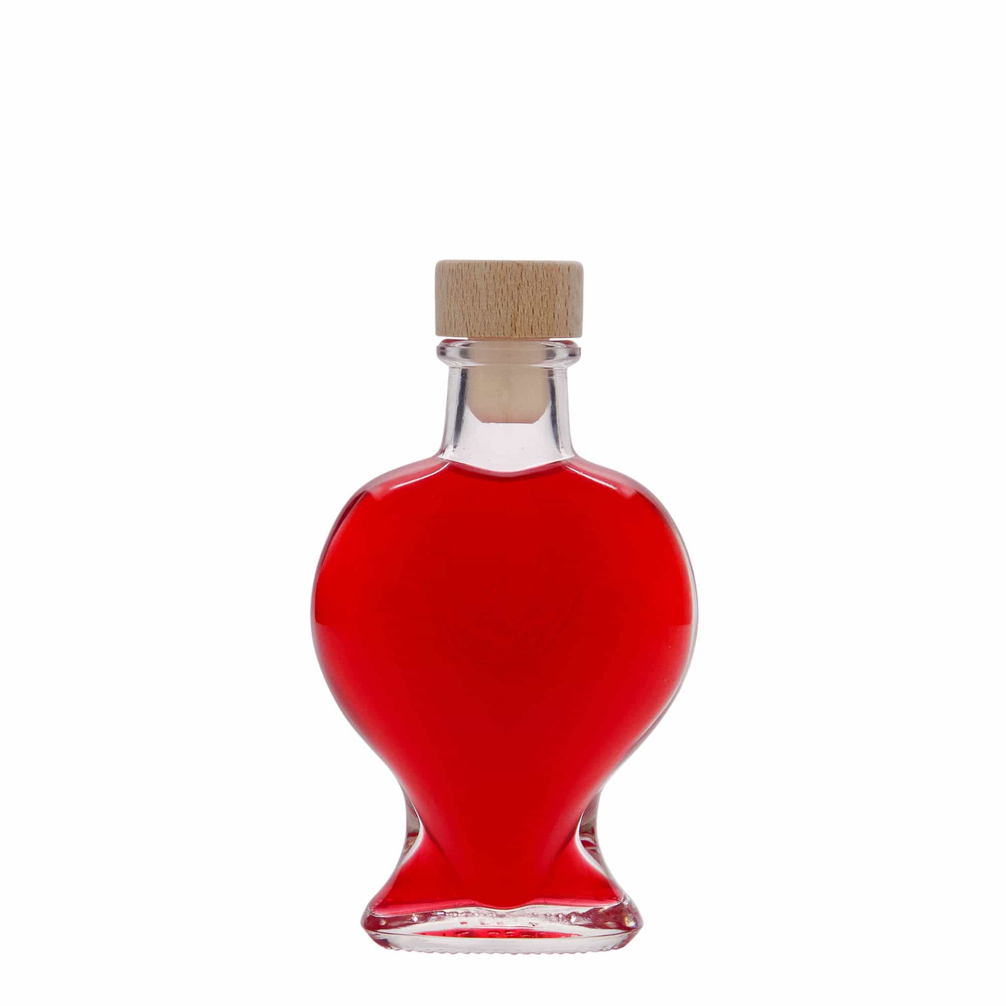 100 ml lasipullo 'Sydän', suu: korkki