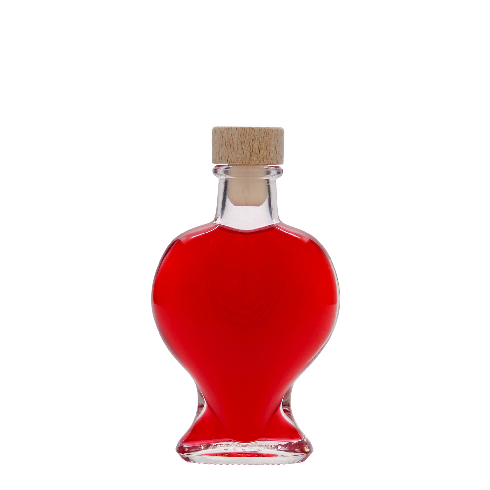 100 ml lasipullo 'Sydän', suuaukko: korkki