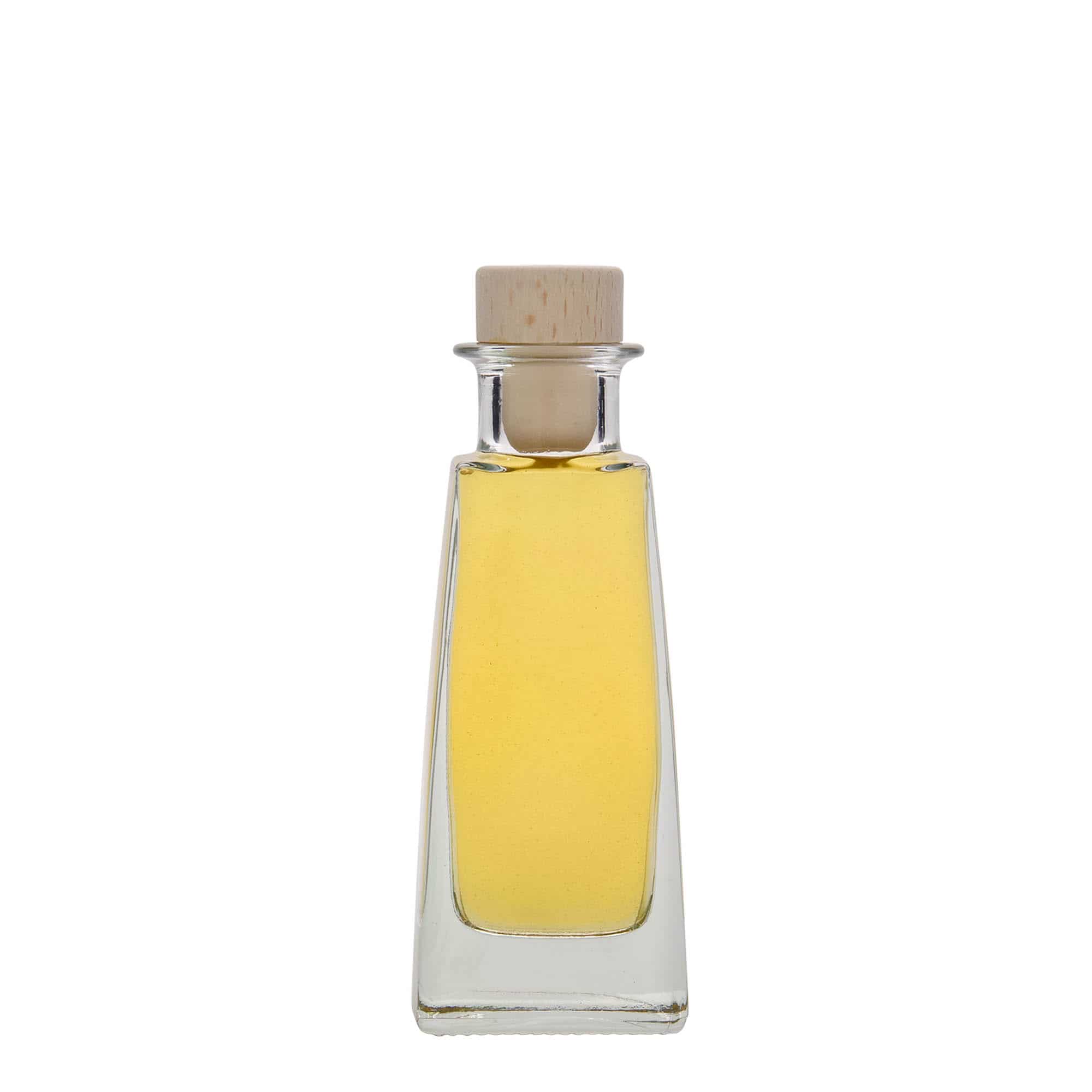 100 ml lasipullo 'Timmy', nelikulm., suu: korkki