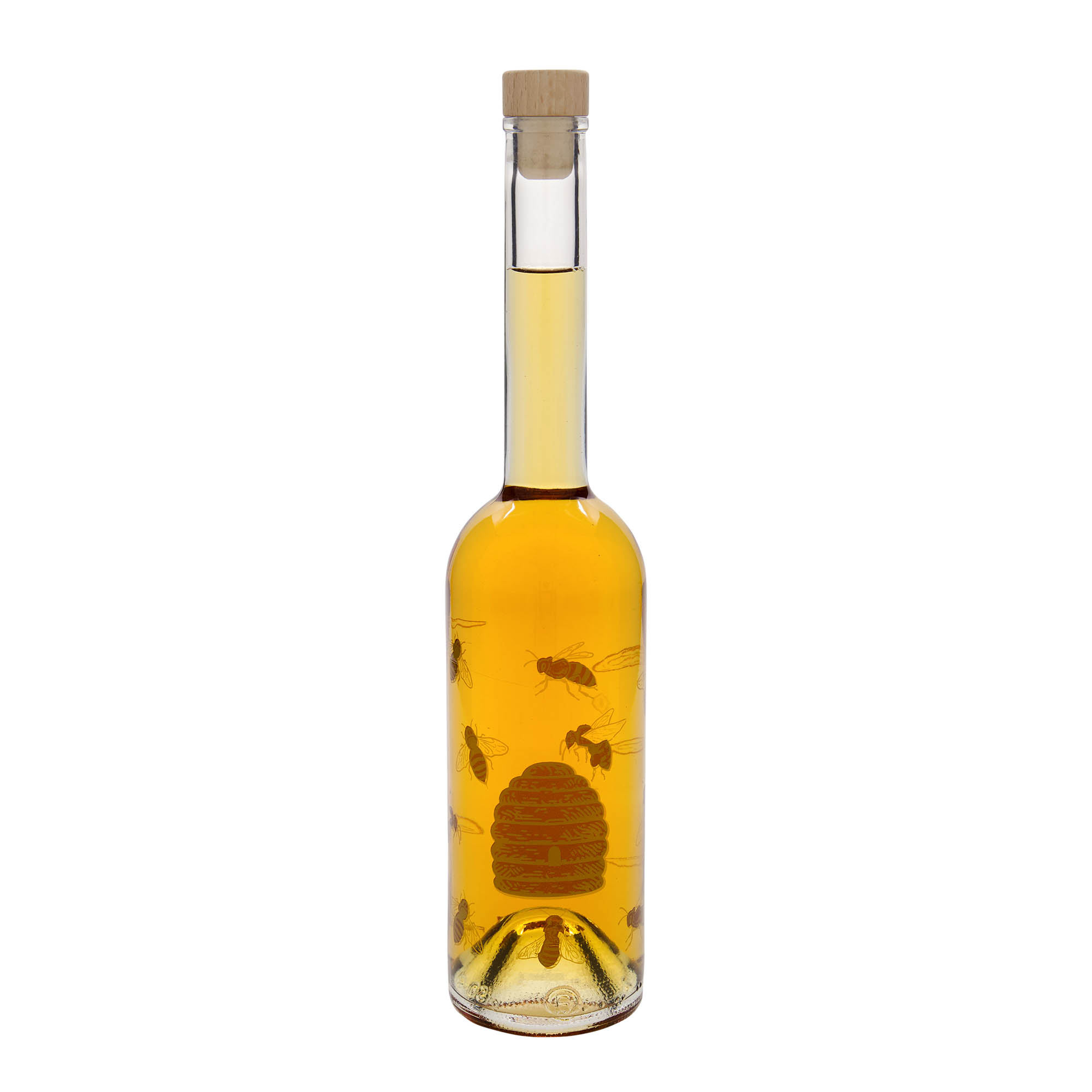 500 ml lasipullo 'Opera', kuvio: mehiläiset, suuaukko: korkki