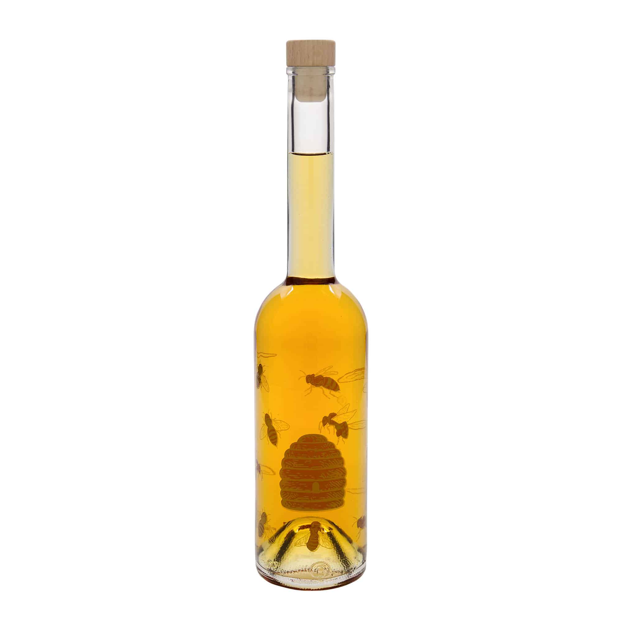500 ml lasipullo ”Opera”, kuvio: mehiläiset, suuaukko: korkki
