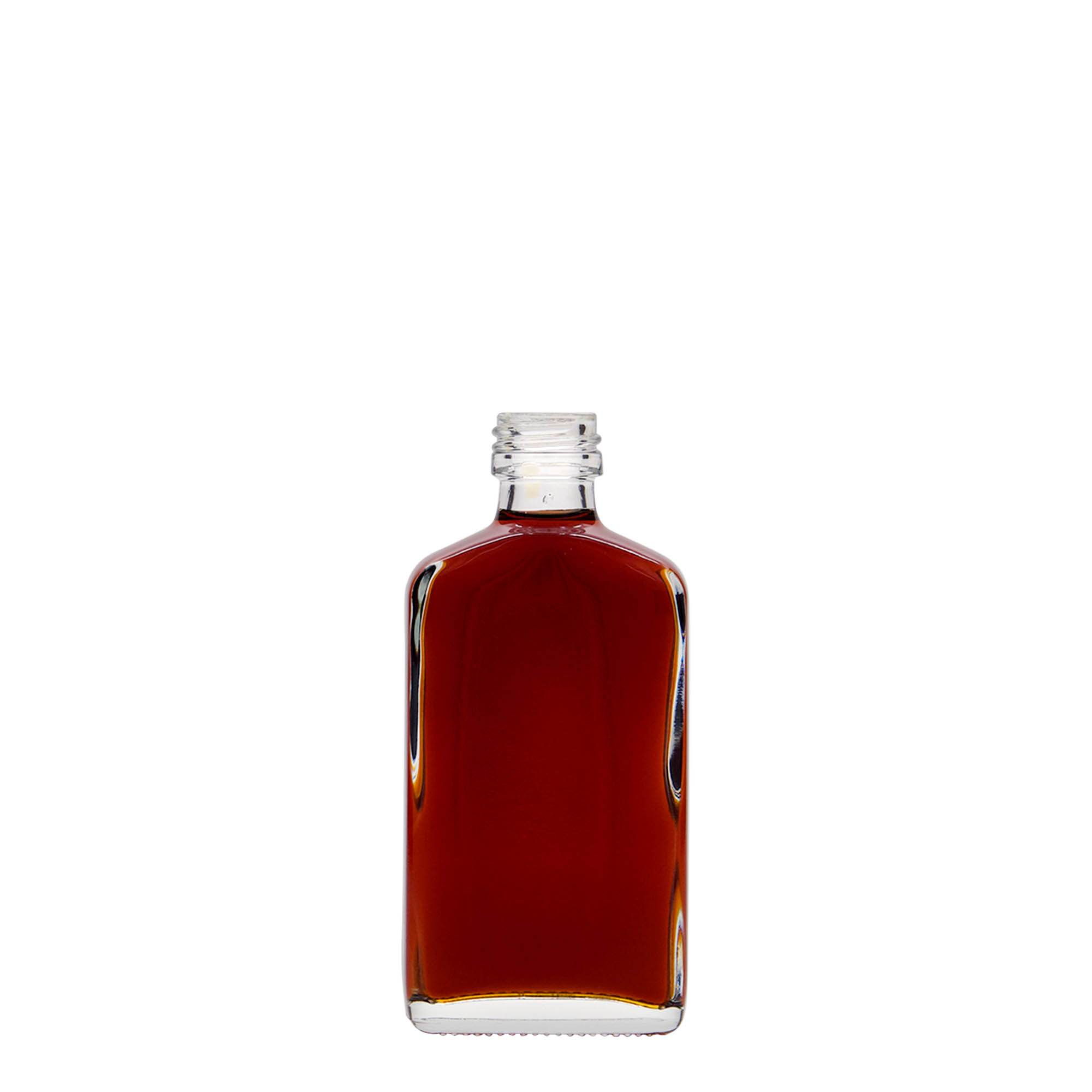 50 ml taskupullo, suorakulmainen, lasia, suuaukko: PP 18 50 ml taskupullo, suorakulmainen, lasia, suuaukko: PP 18