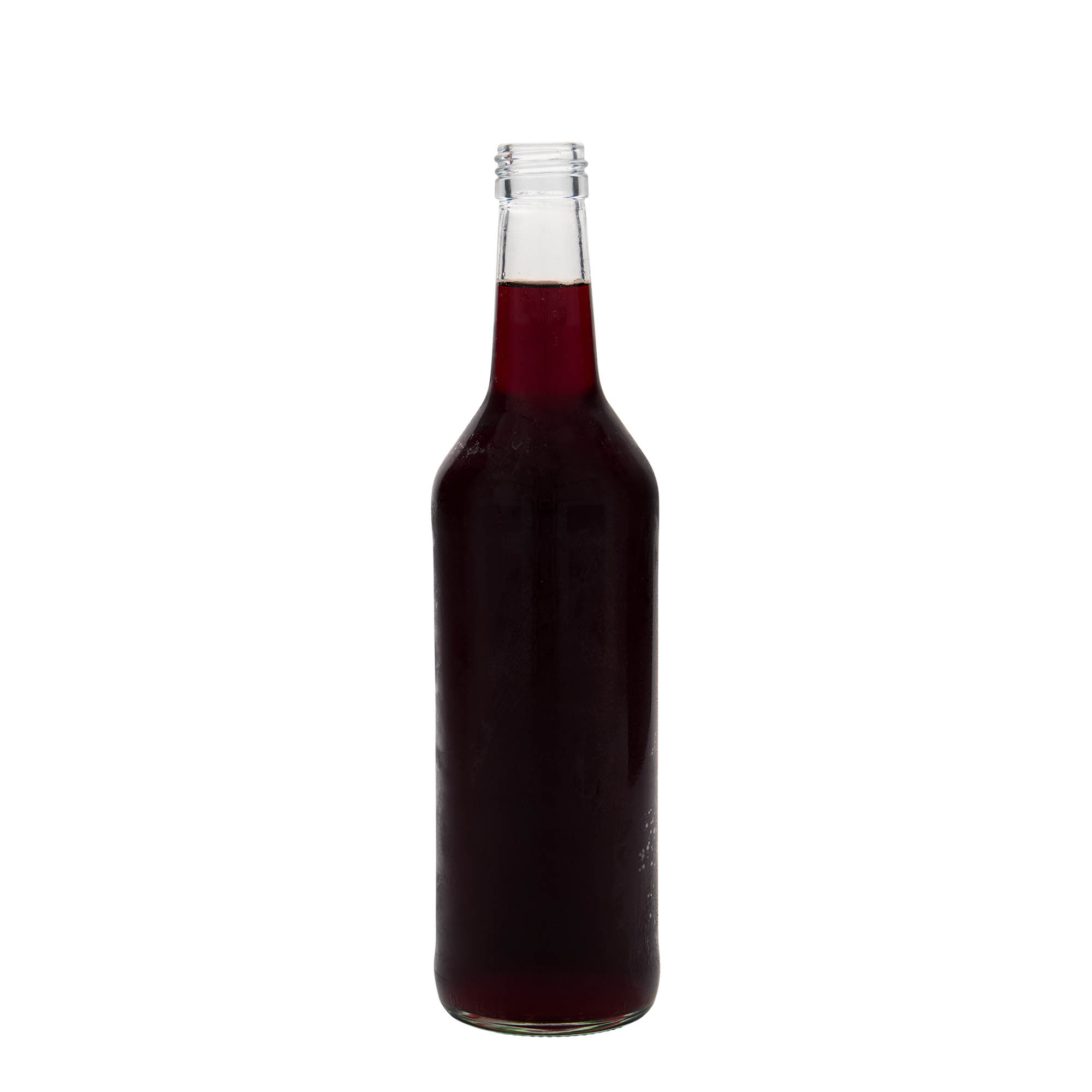 500 ml lasipullo suoralla kaulalla, suuaukko: PP 28