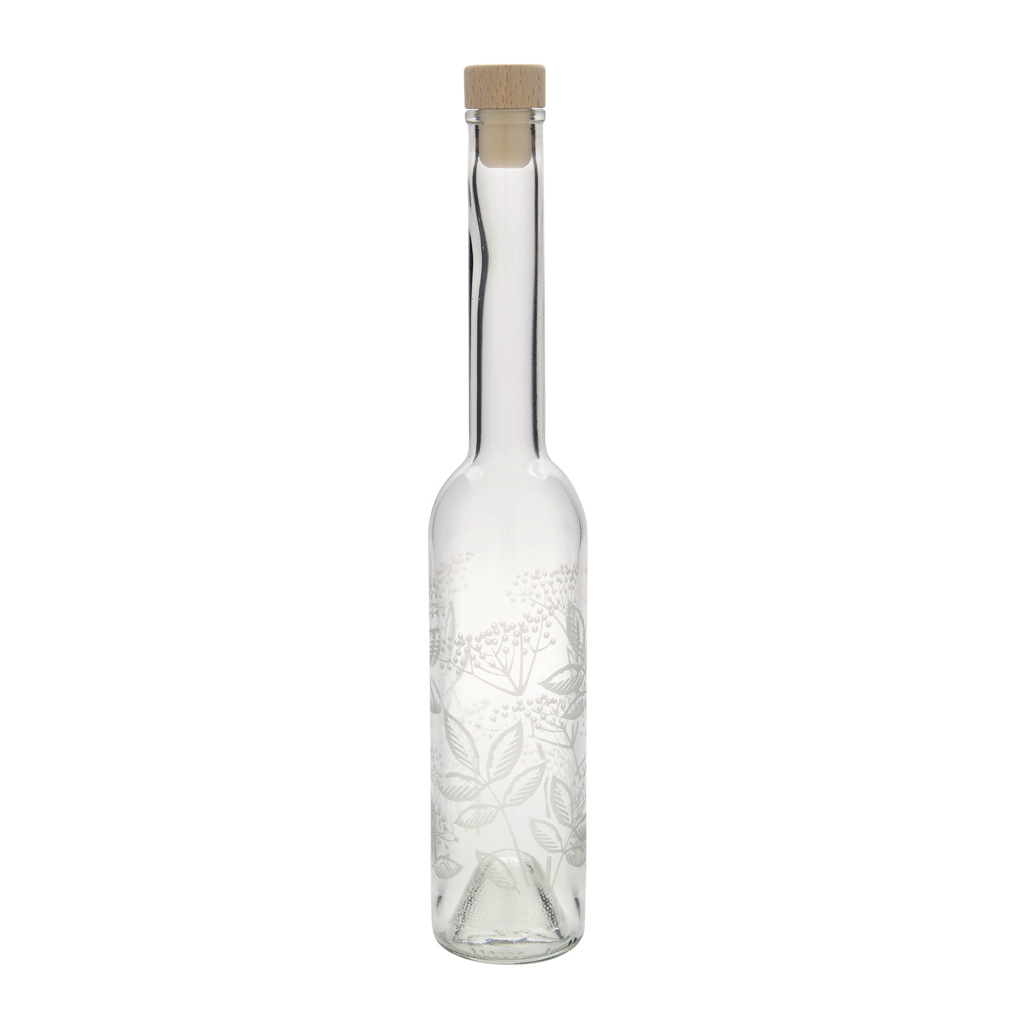 350 ml lasipullo 'Opera', koriste: mustaherukka, suuaukko: korkki 350 ml lasipullo 'Opera', koriste: mustaherukka, suuaukko: korkki