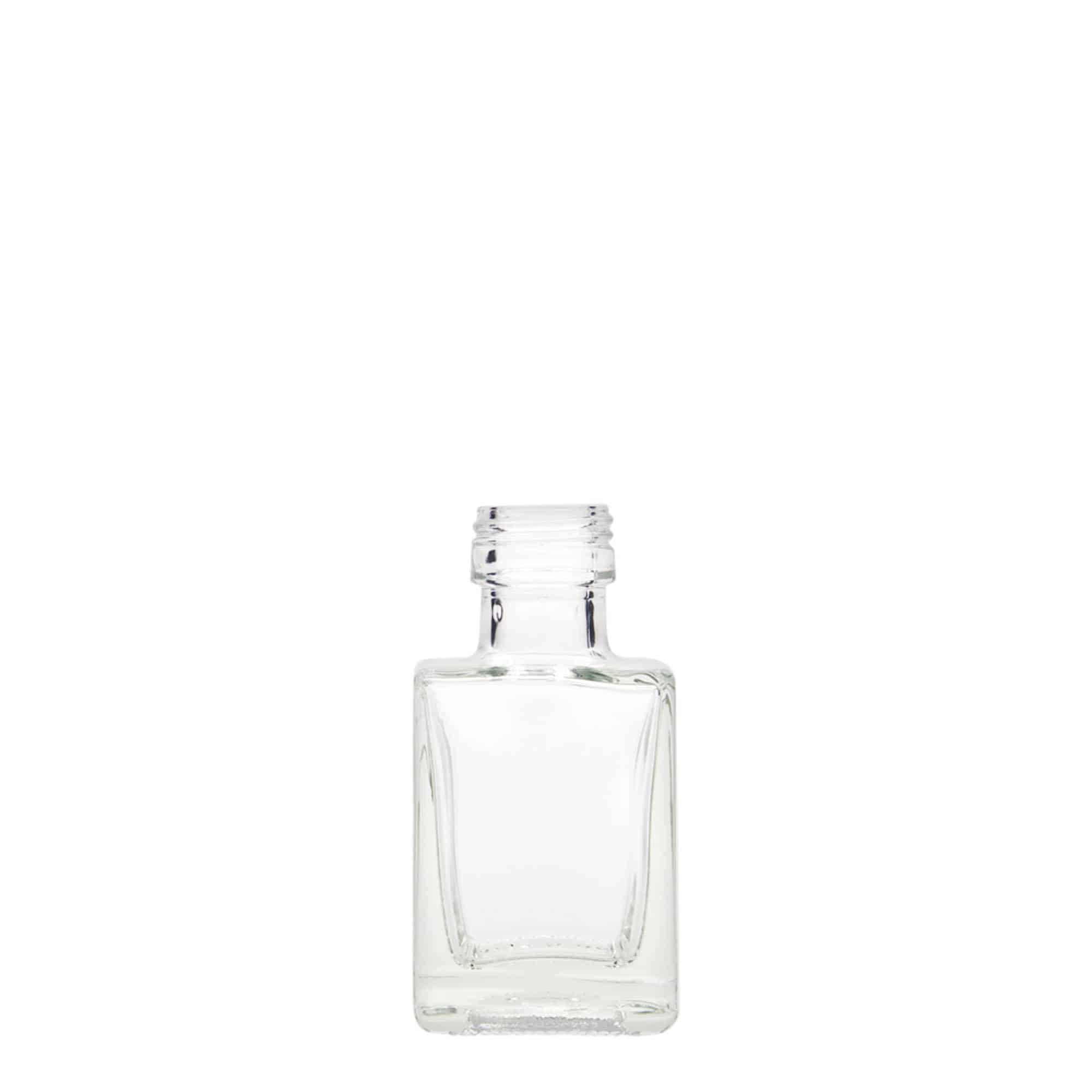 50 ml lasipullo 'Cube', neliönmuotoinen, suuaukko: PP 24
