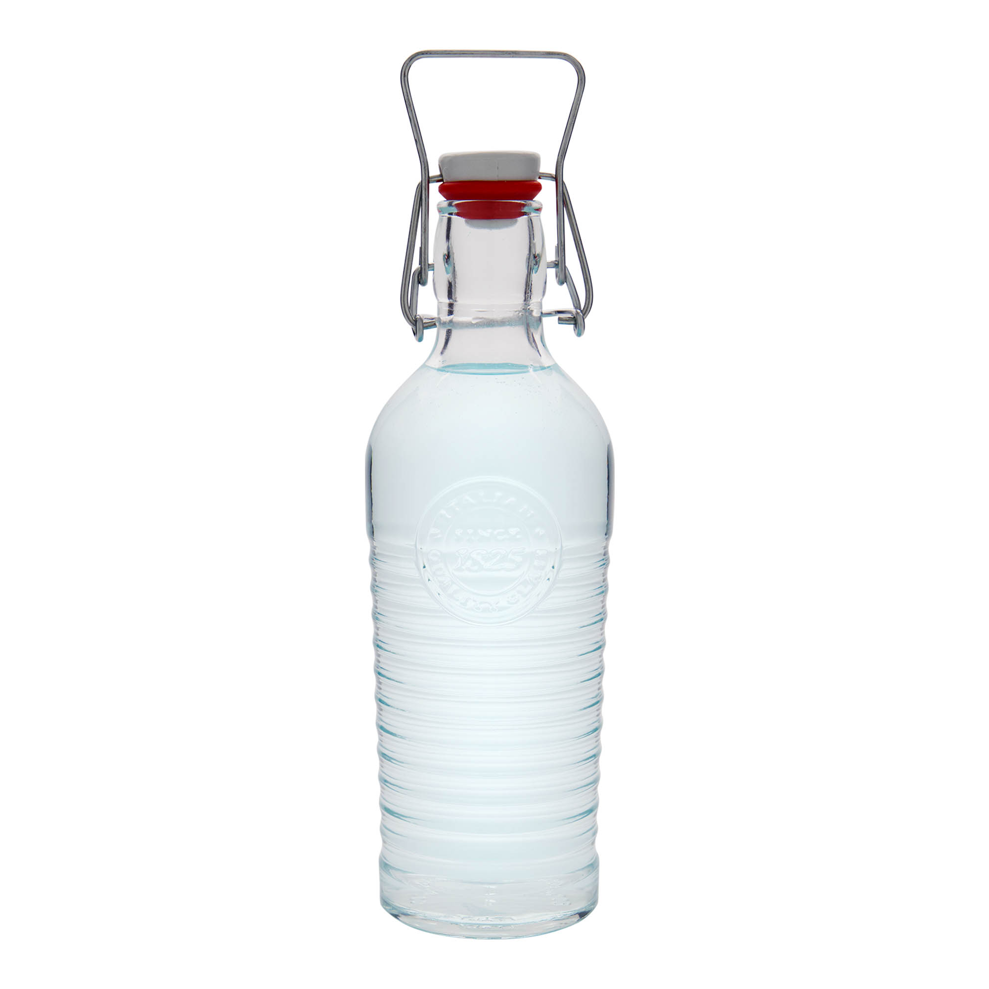 750 ml lasipullo ”Officina 1825”, suuaukko: lukittava sanka