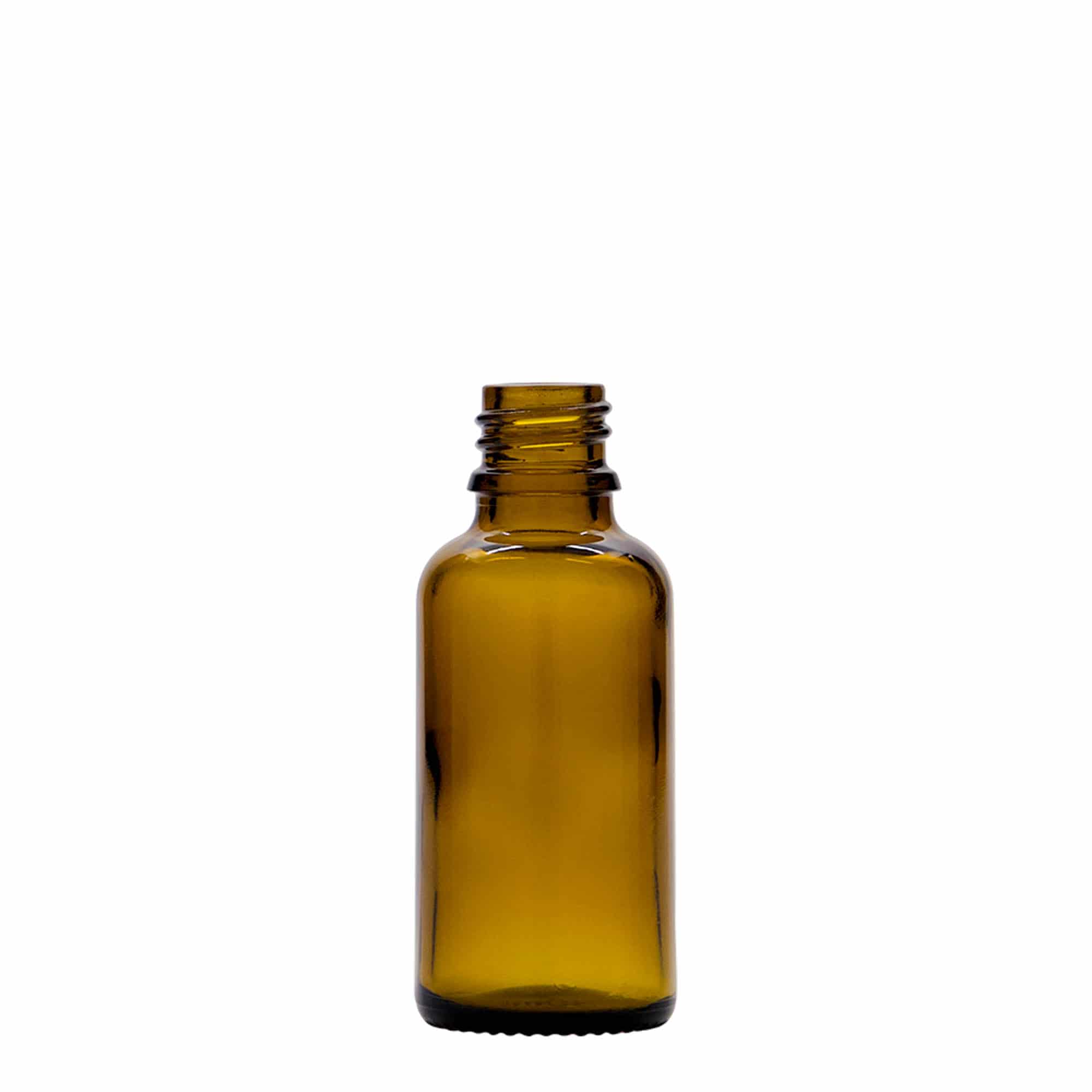 30 ml lääketieteellinen pipettipullo, lasia, ruskea, suuaukko: DIN 18