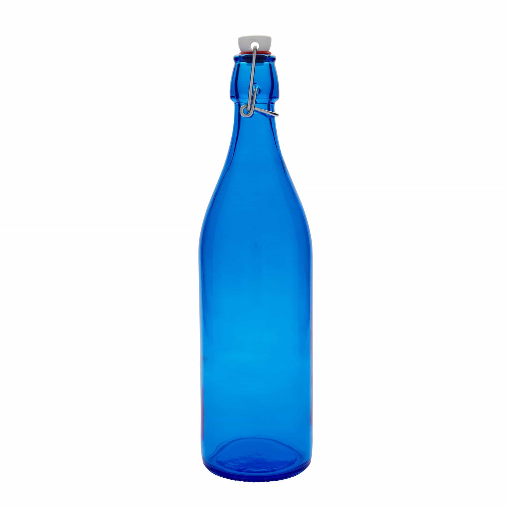 1.000 ml lasipullo 'Giara', sininen, suuaukko: lukittava suljin